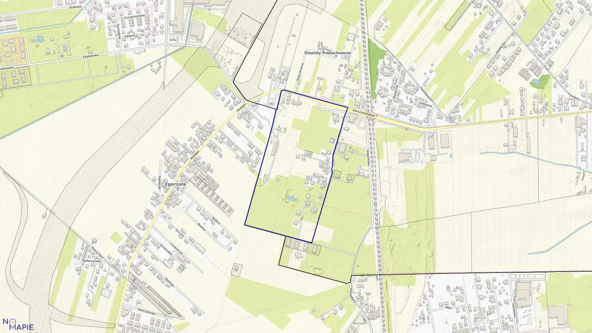 Mapa obrębu 1-09-68 w mieście Warszawa