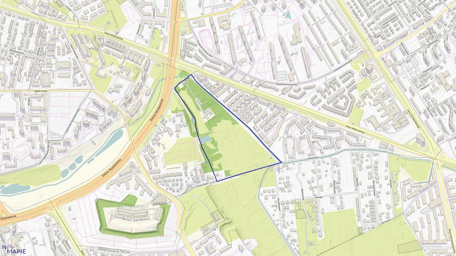 Mapa obrębu 1-10-05 w mieście Warszawa