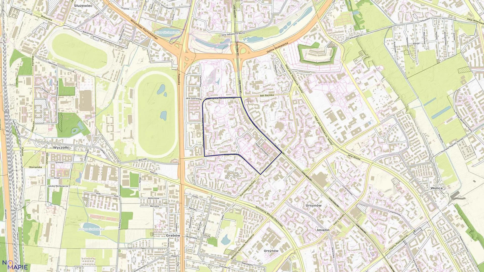 Mapa obrębu 1-10-08 w mieście Warszawa