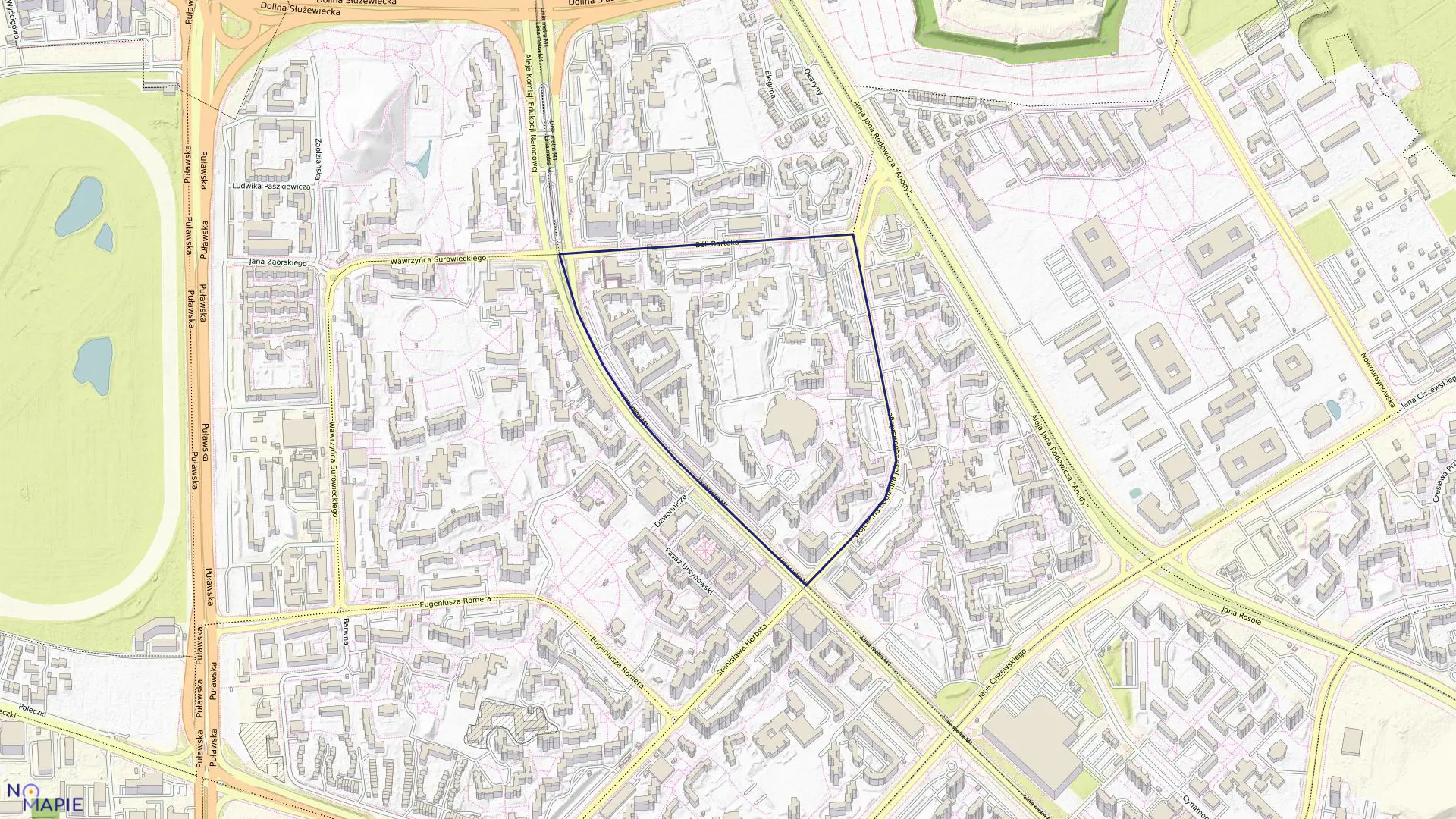 Mapa obrębu 1-10-09 w mieście Warszawa