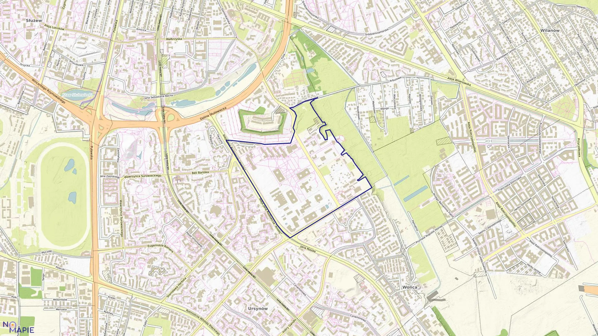 Mapa obrębu 1-10-12 w mieście Warszawa