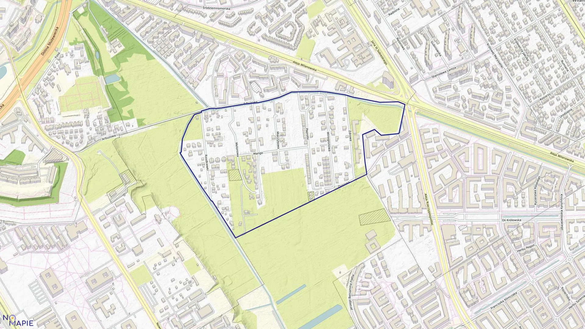 Mapa obrębu 1-10-14 w mieście Warszawa