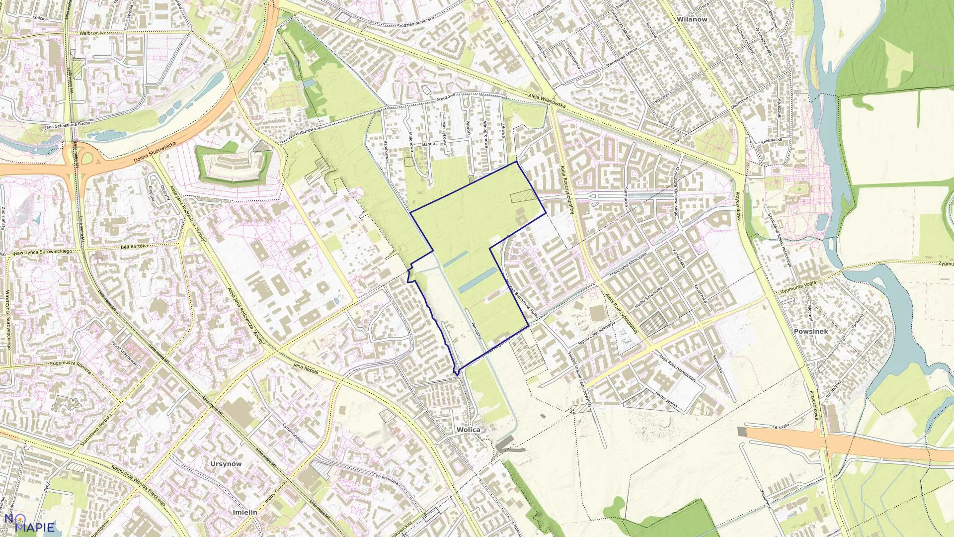 Mapa obrębu 1-10-25 w mieście Warszawa