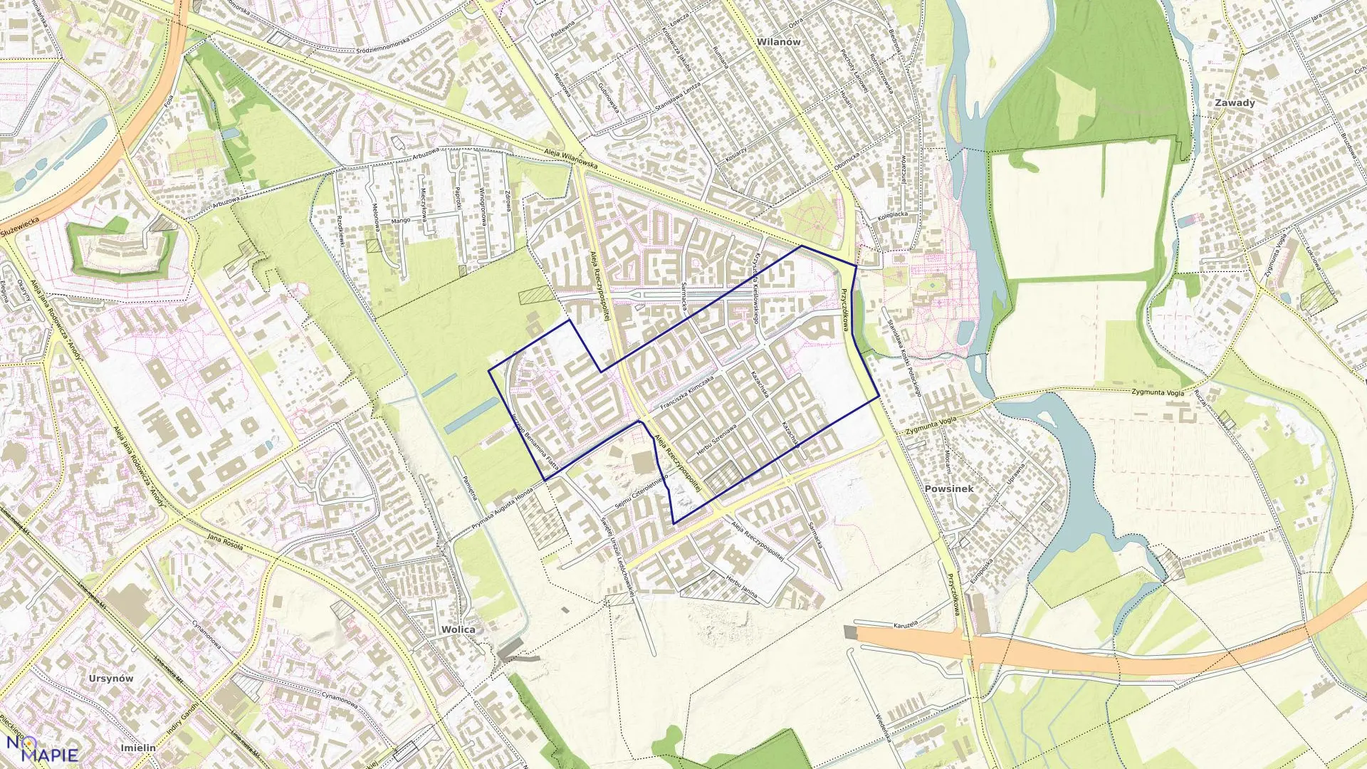 Mapa obrębu 1-10-26 w mieście Warszawa