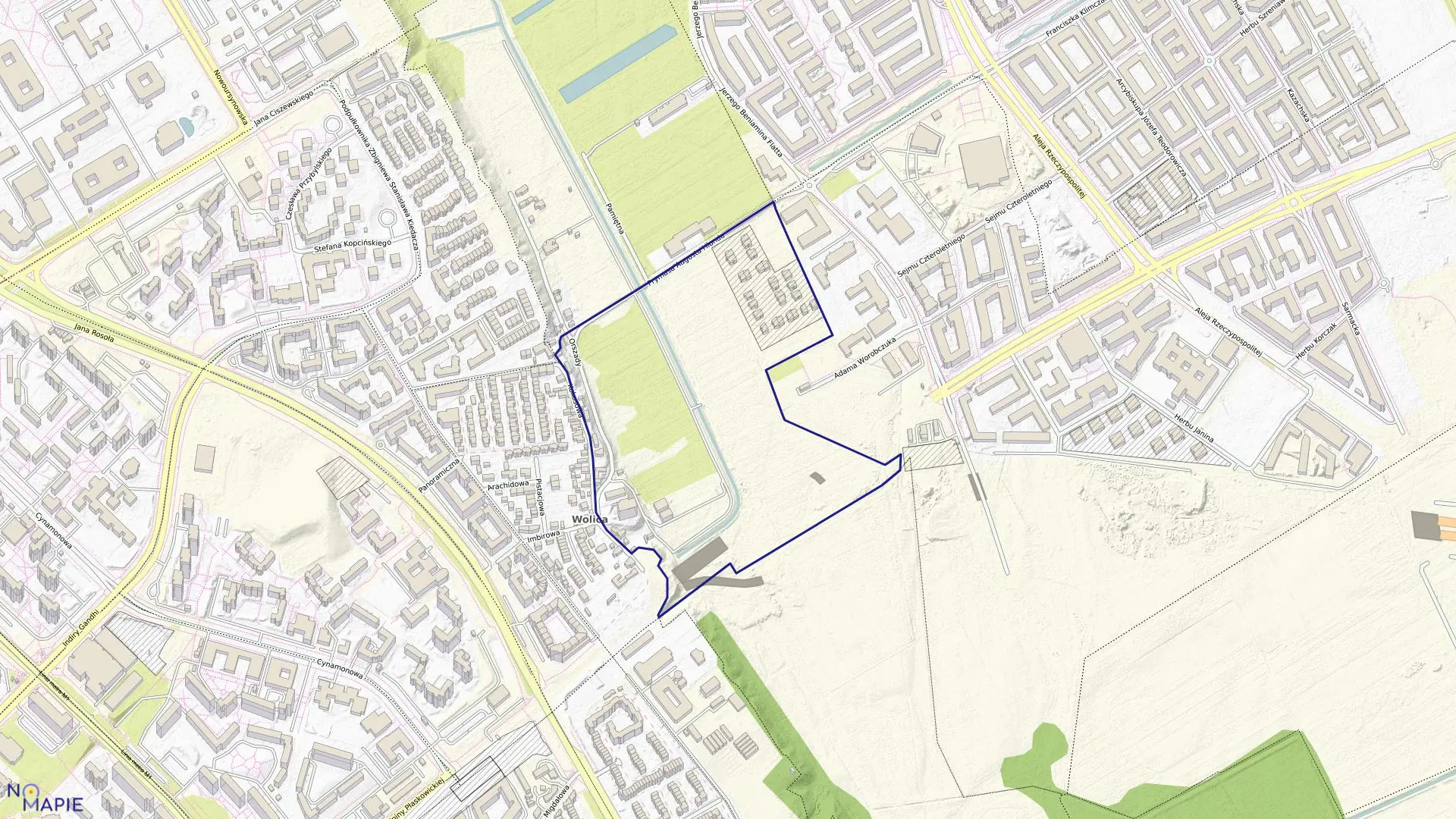 Mapa obrębu 1-10-36 w mieście Warszawa