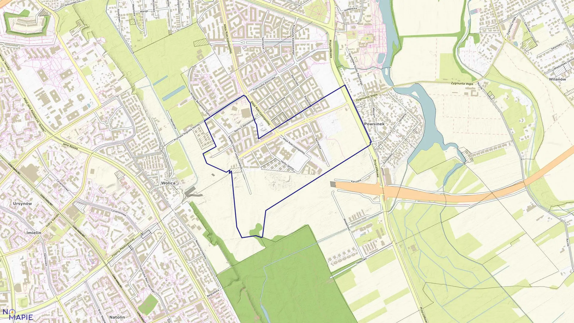 Mapa obrębu 1-10-37 w mieście Warszawa