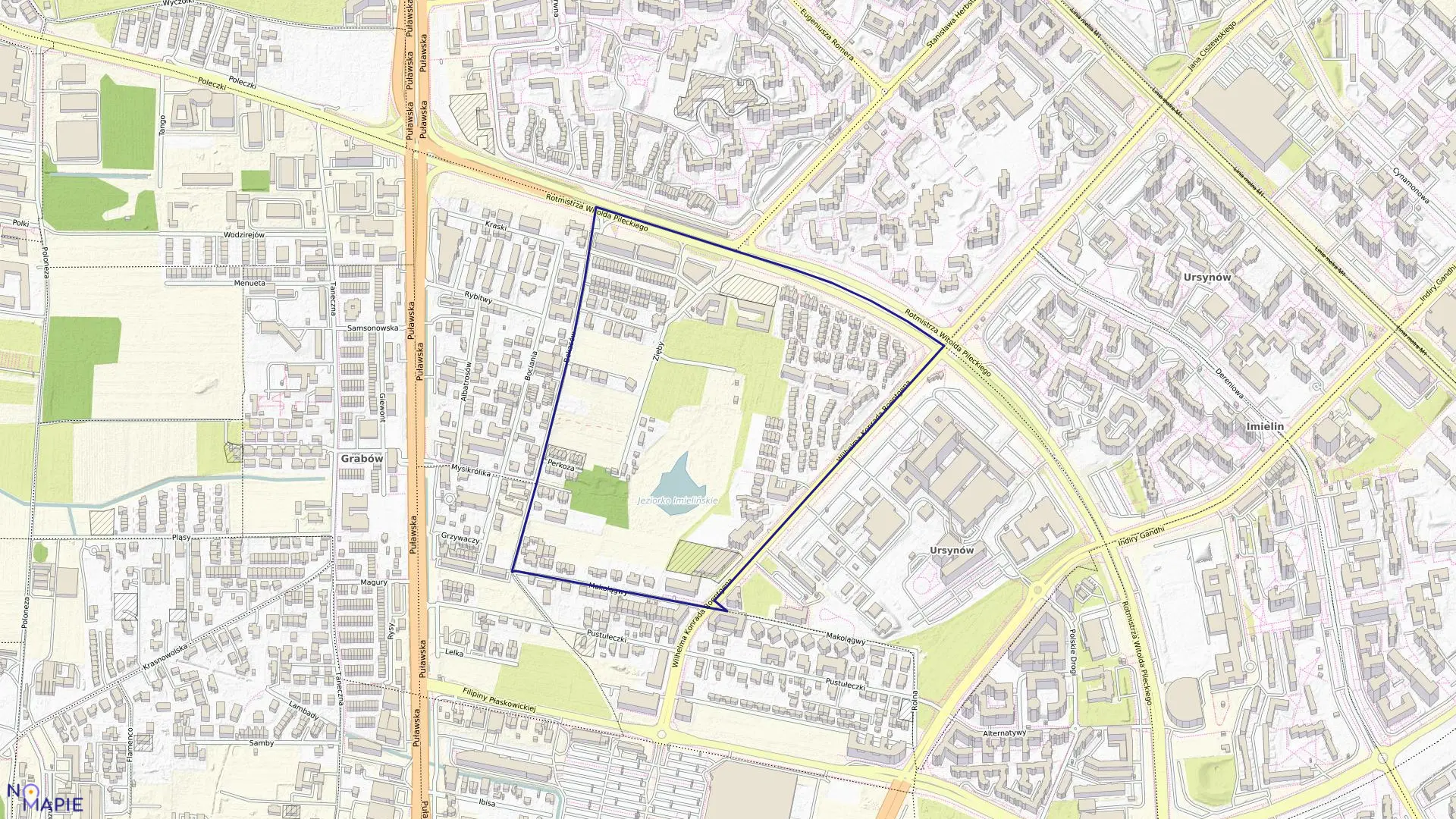 Mapa obrębu 1-10-74 w mieście Warszawa