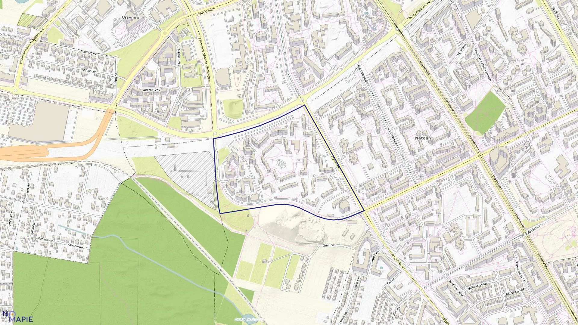 Mapa obrębu 1-11-02 w mieście Warszawa