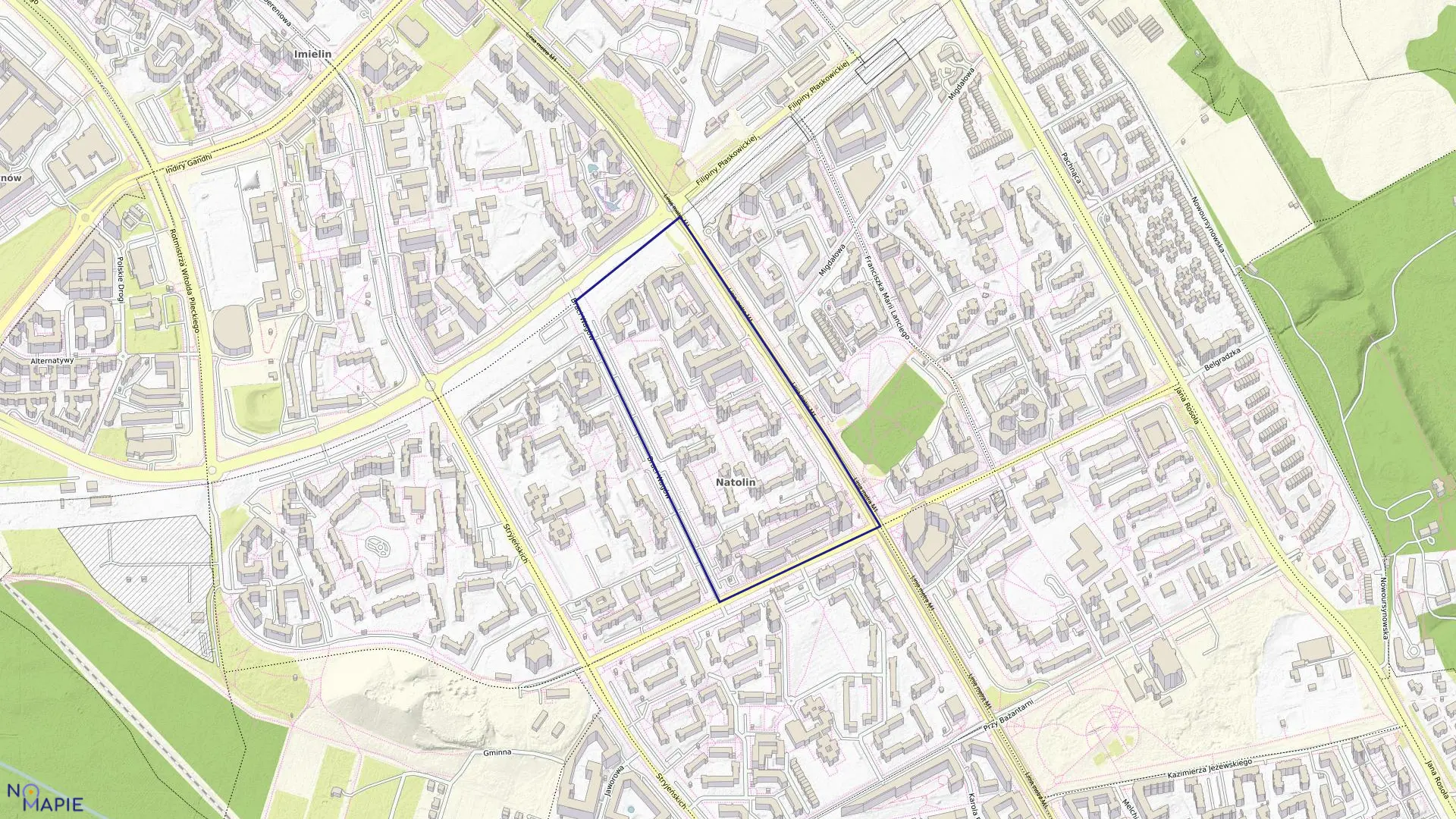 Mapa obrębu 1-11-04 w mieście Warszawa