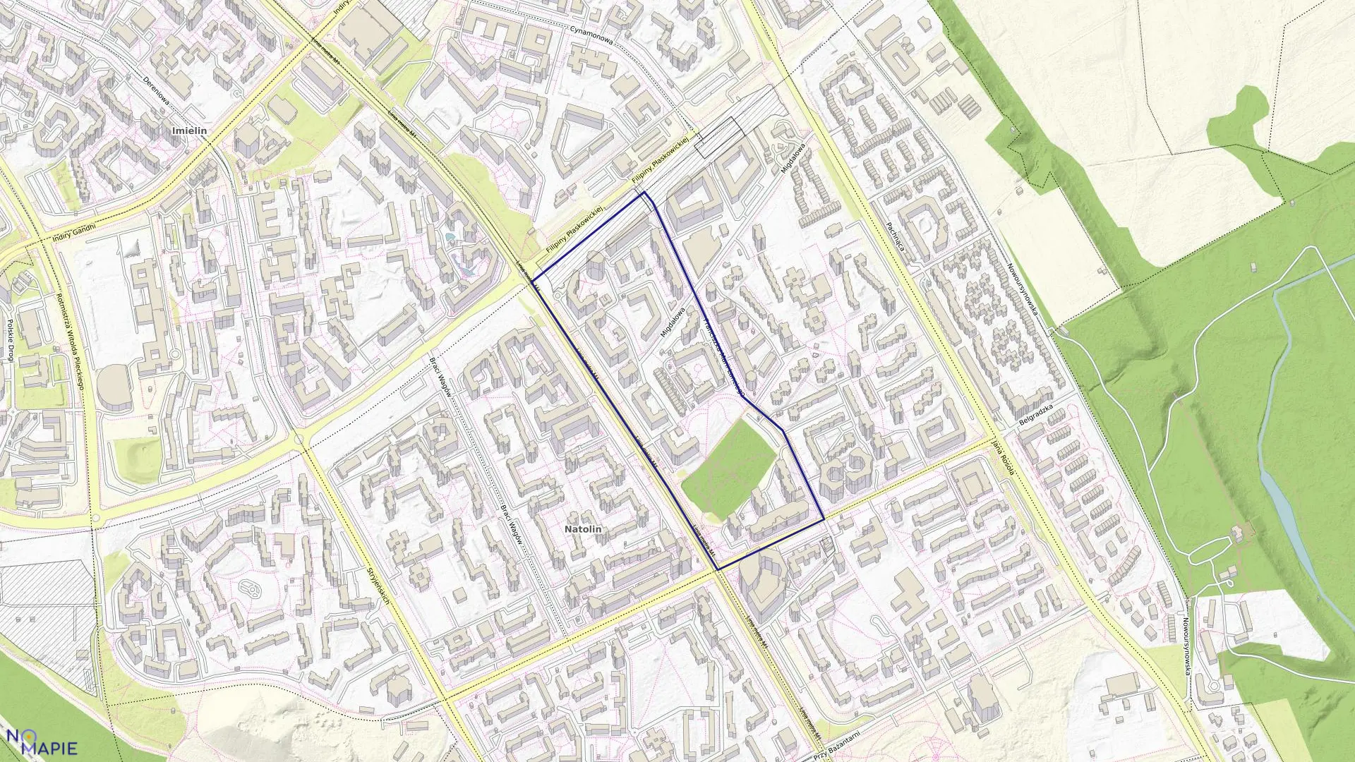 Mapa obrębu 1-11-05 w mieście Warszawa