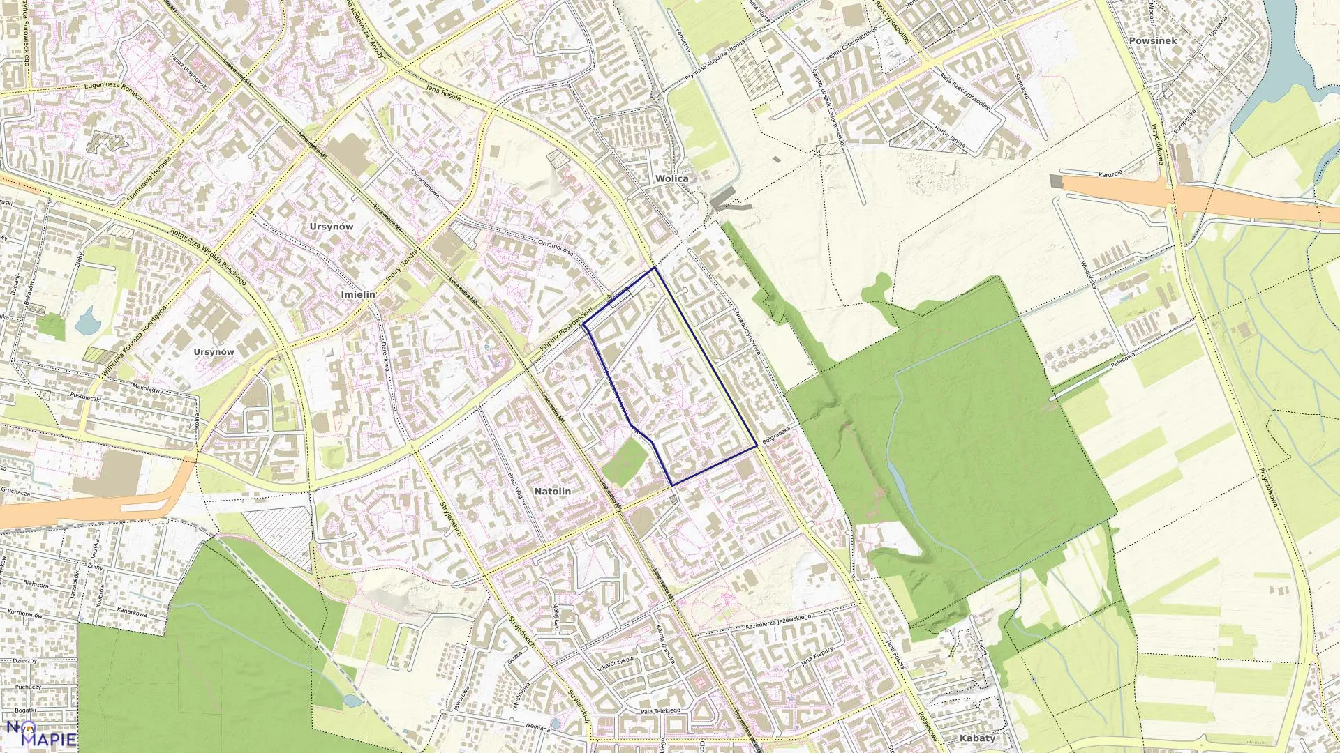 Mapa obrębu 1-11-06 w mieście Warszawa