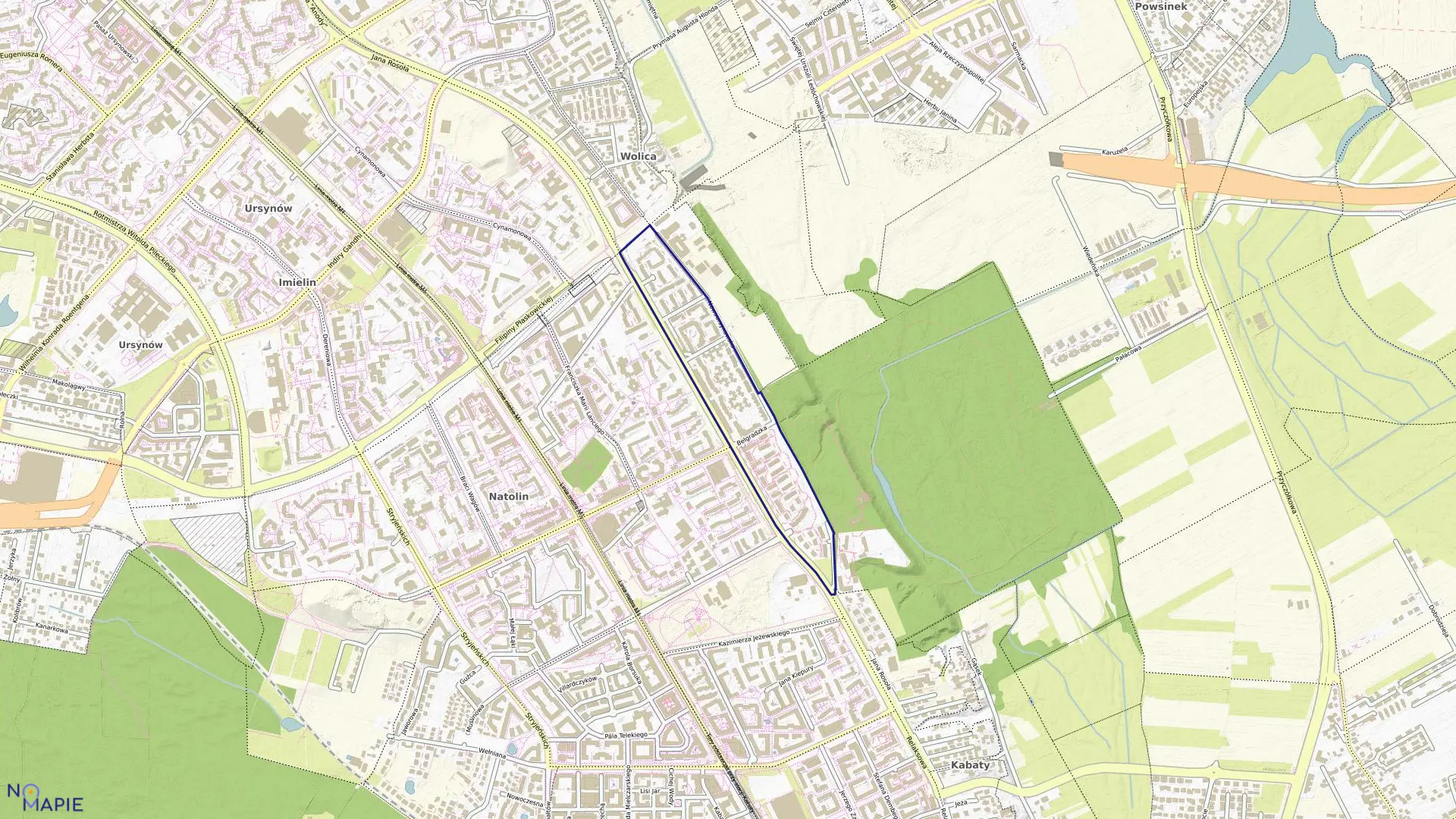 Mapa obrębu 1-11-14 w mieście Warszawa