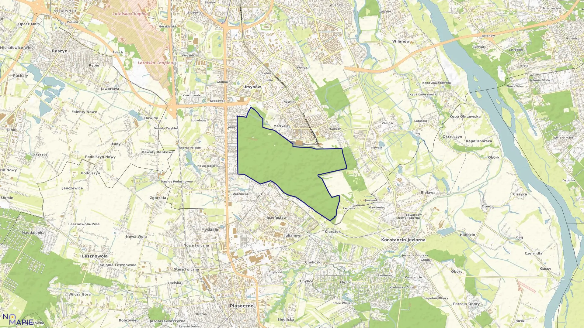 Mapa obrębu 1-12-01 w mieście Warszawa