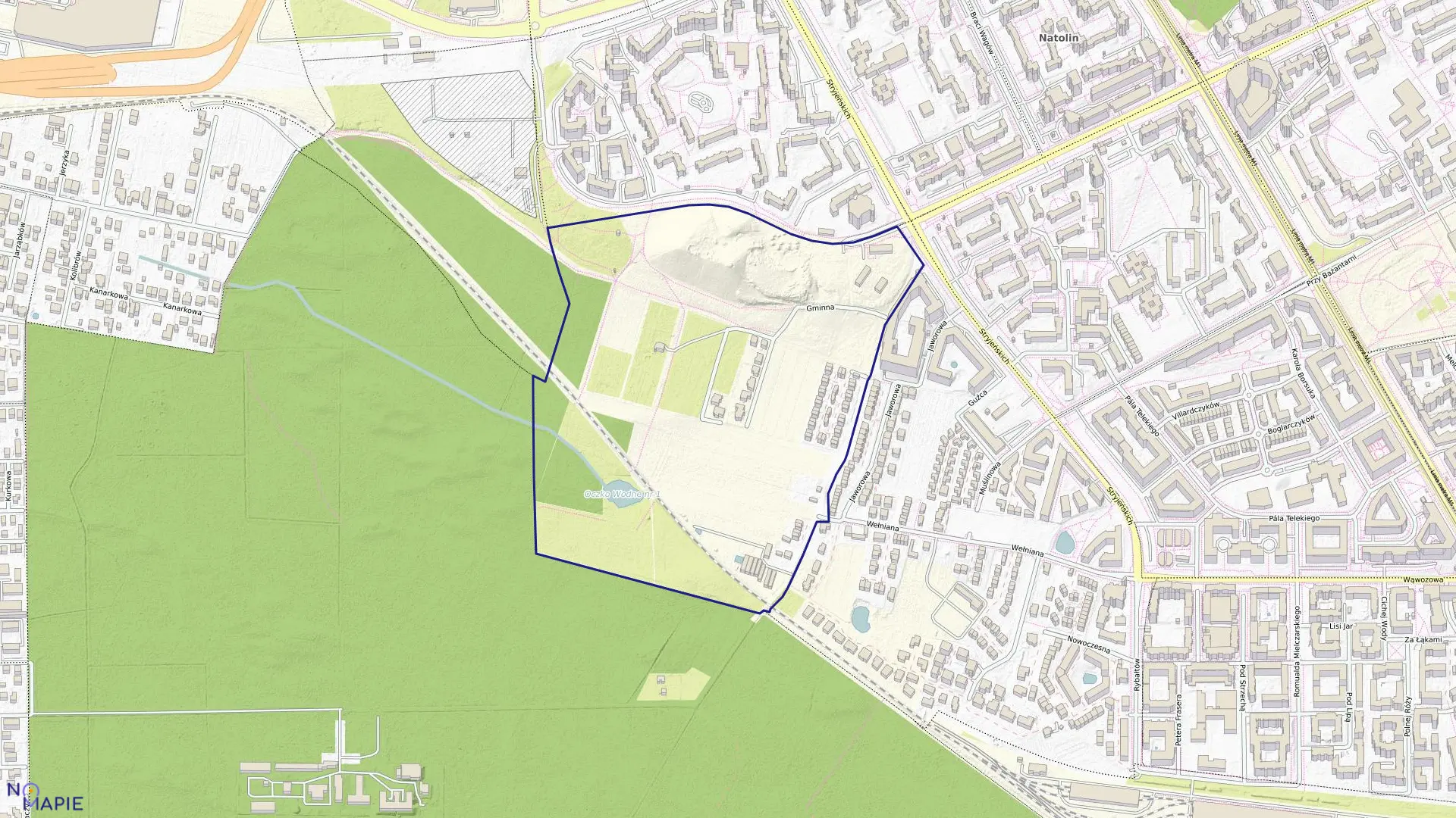 Mapa obrębu 1-12-16 w mieście Warszawa