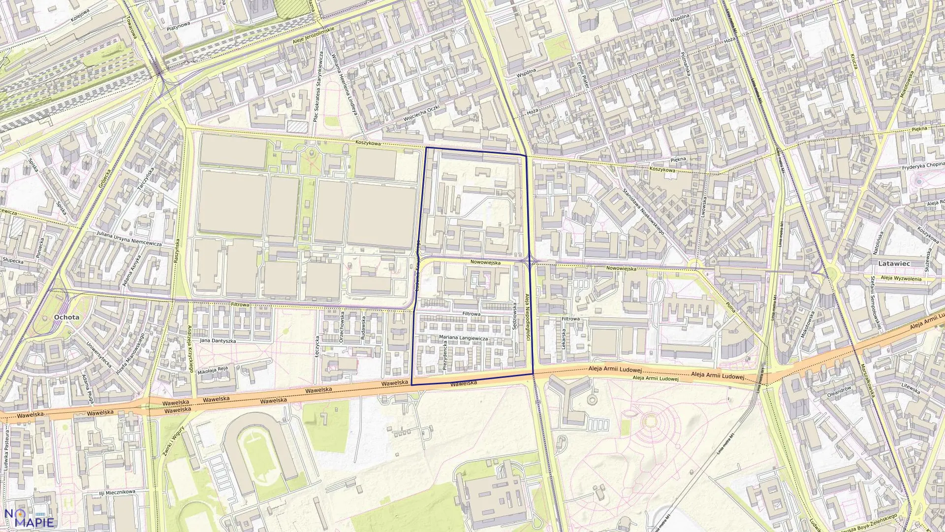 Mapa obrębu 2-01-04 w mieście Warszawa