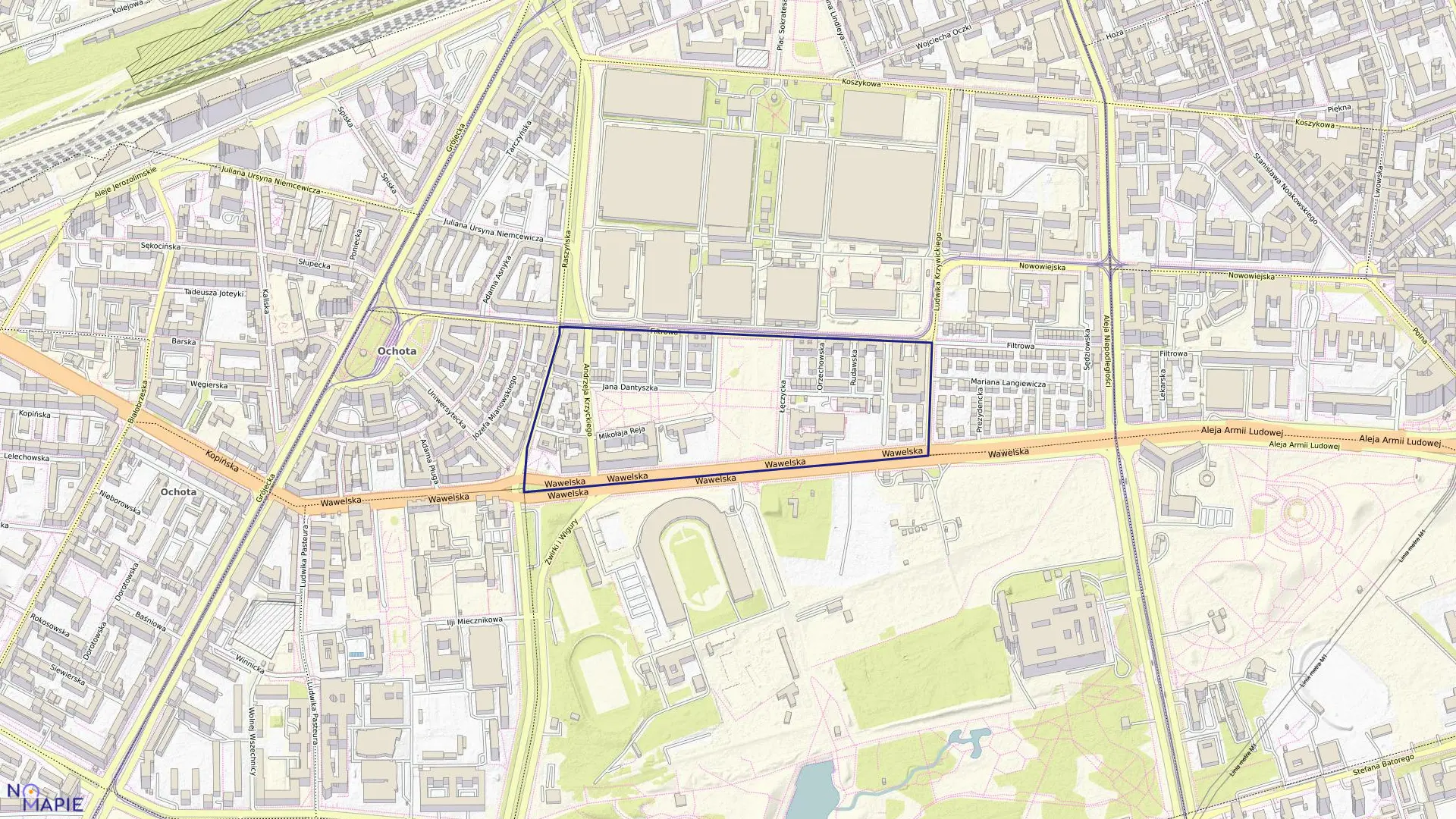 Mapa obrębu 2-01-05 w mieście Warszawa