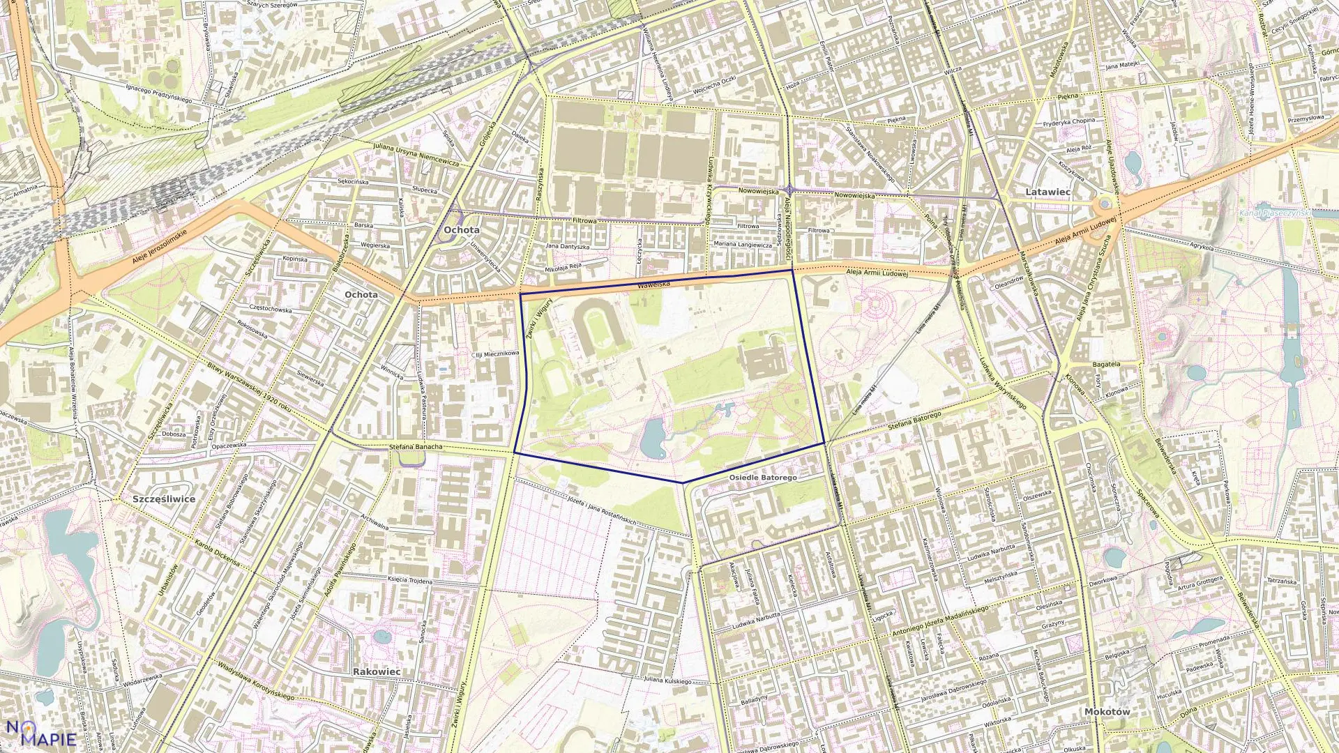 Mapa obrębu 2-01-06 w mieście Warszawa