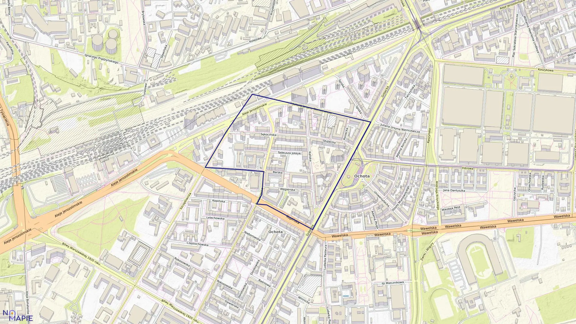 Mapa obrębu 2-02-04 w mieście Warszawa