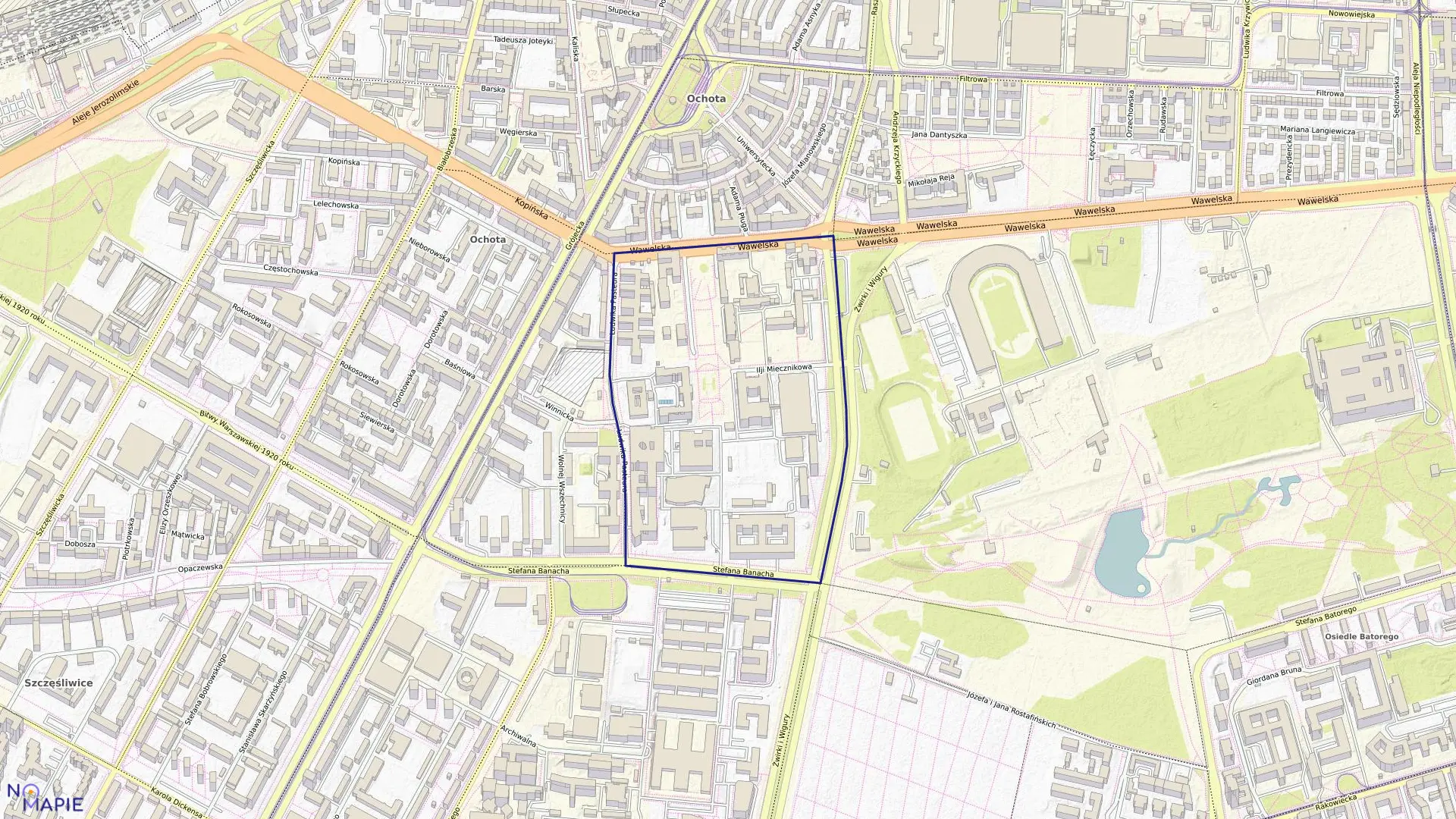 Mapa obrębu 2-02-09 w mieście Warszawa