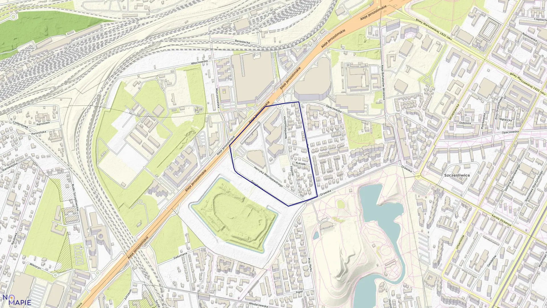 Mapa obrębu 2-03-05 w mieście Warszawa