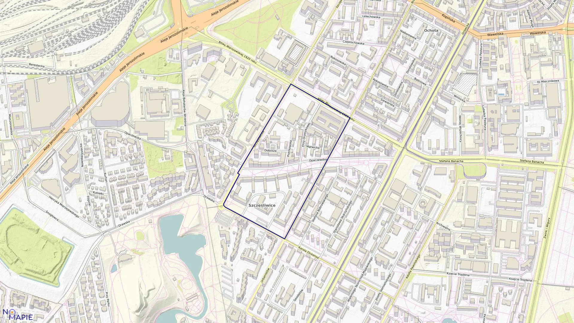 Mapa obrębu 2-03-07 w mieście Warszawa