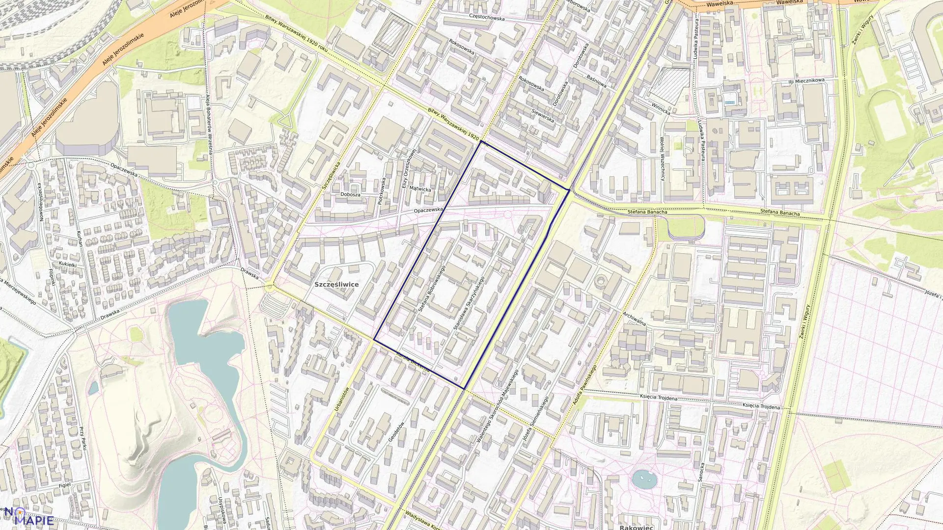 Mapa obrębu 2-03-08 w mieście Warszawa