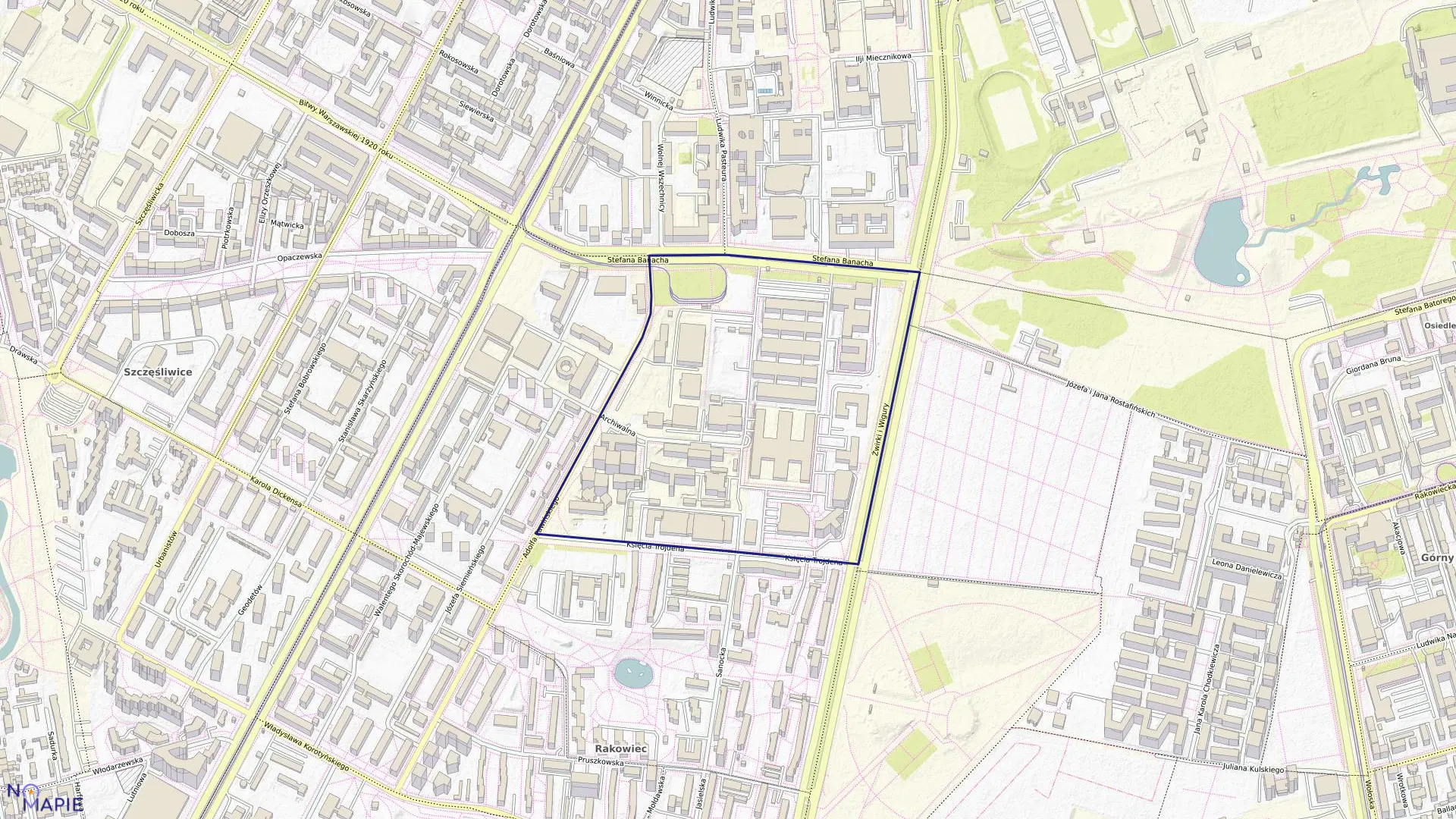 Mapa obrębu 2-03-10 w mieście Warszawa