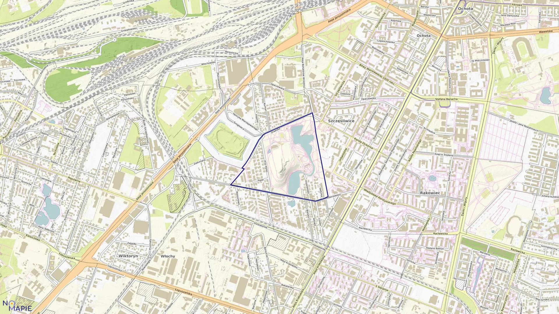 Mapa obrębu 2-03-12 w mieście Warszawa