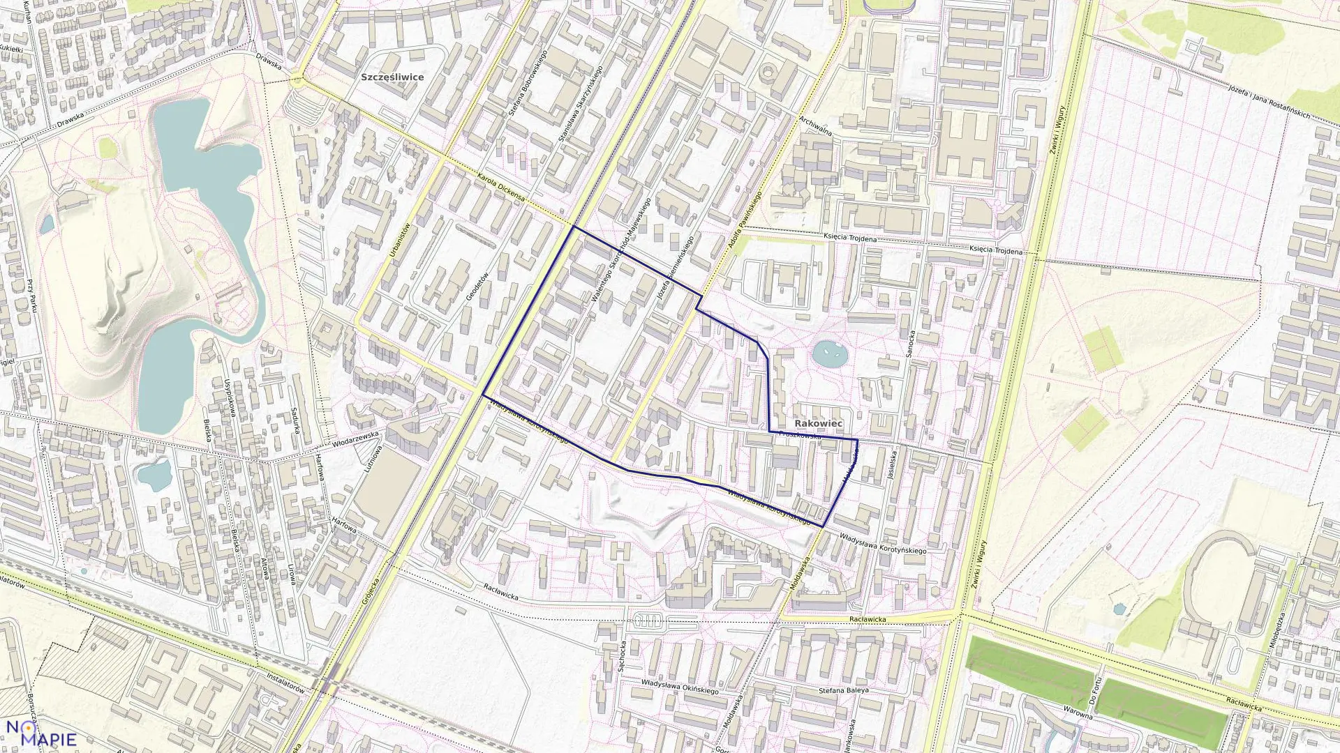 Mapa obrębu 2-03-14 w mieście Warszawa