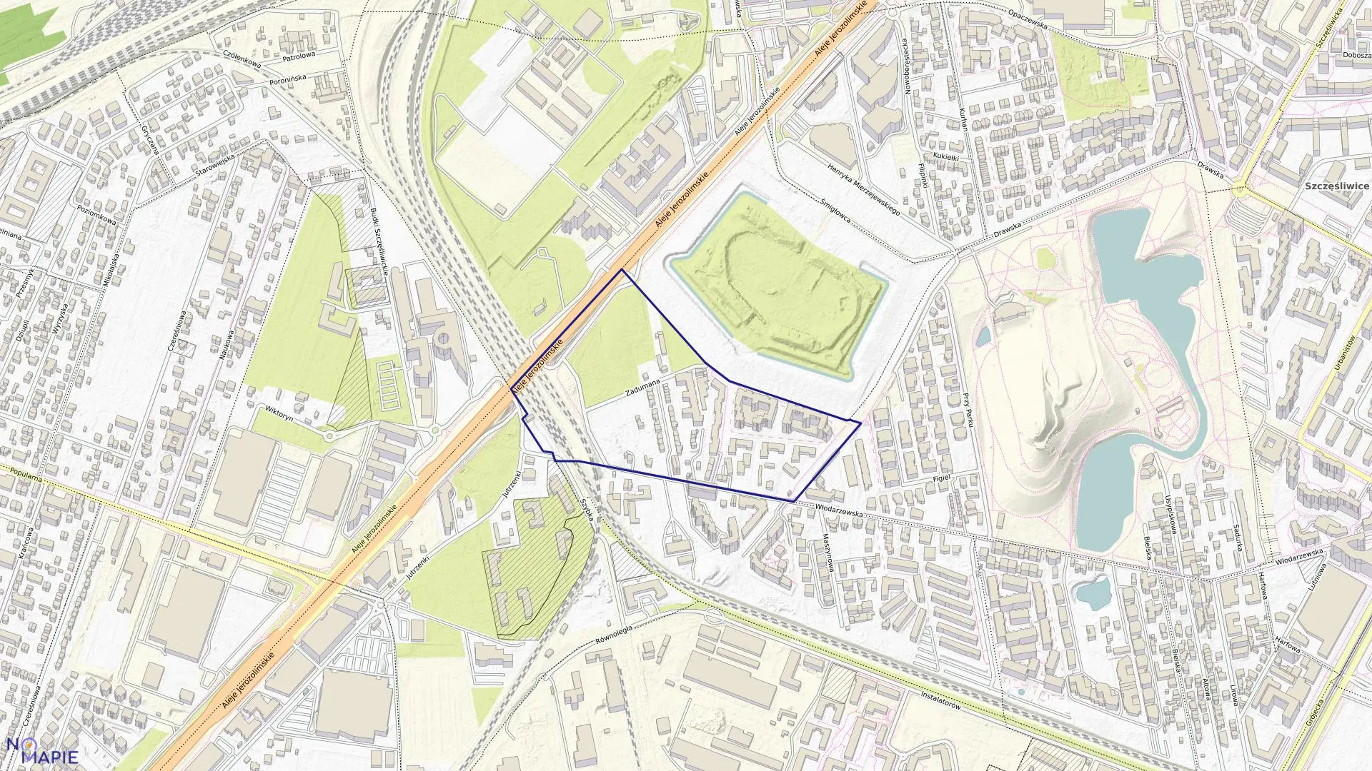 Mapa obrębu 2-03-16 w mieście Warszawa