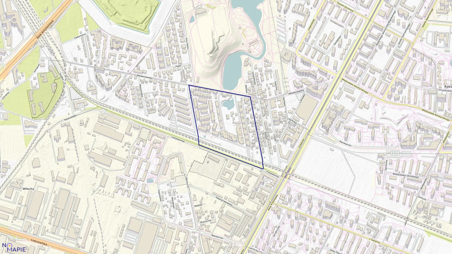 Mapa obrębu 2-03-18 w mieście Warszawa