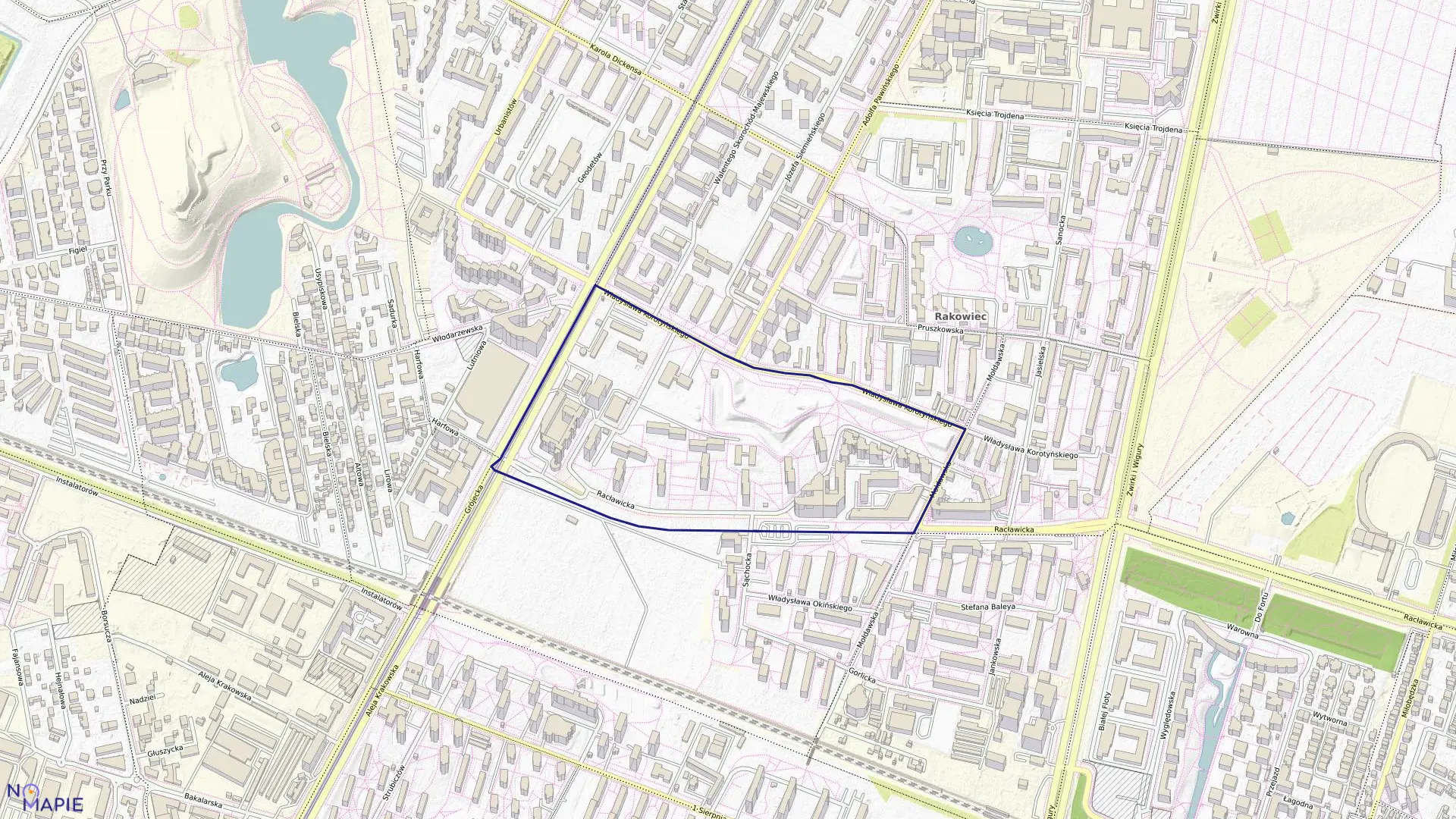 Mapa obrębu 2-03-20 w mieście Warszawa