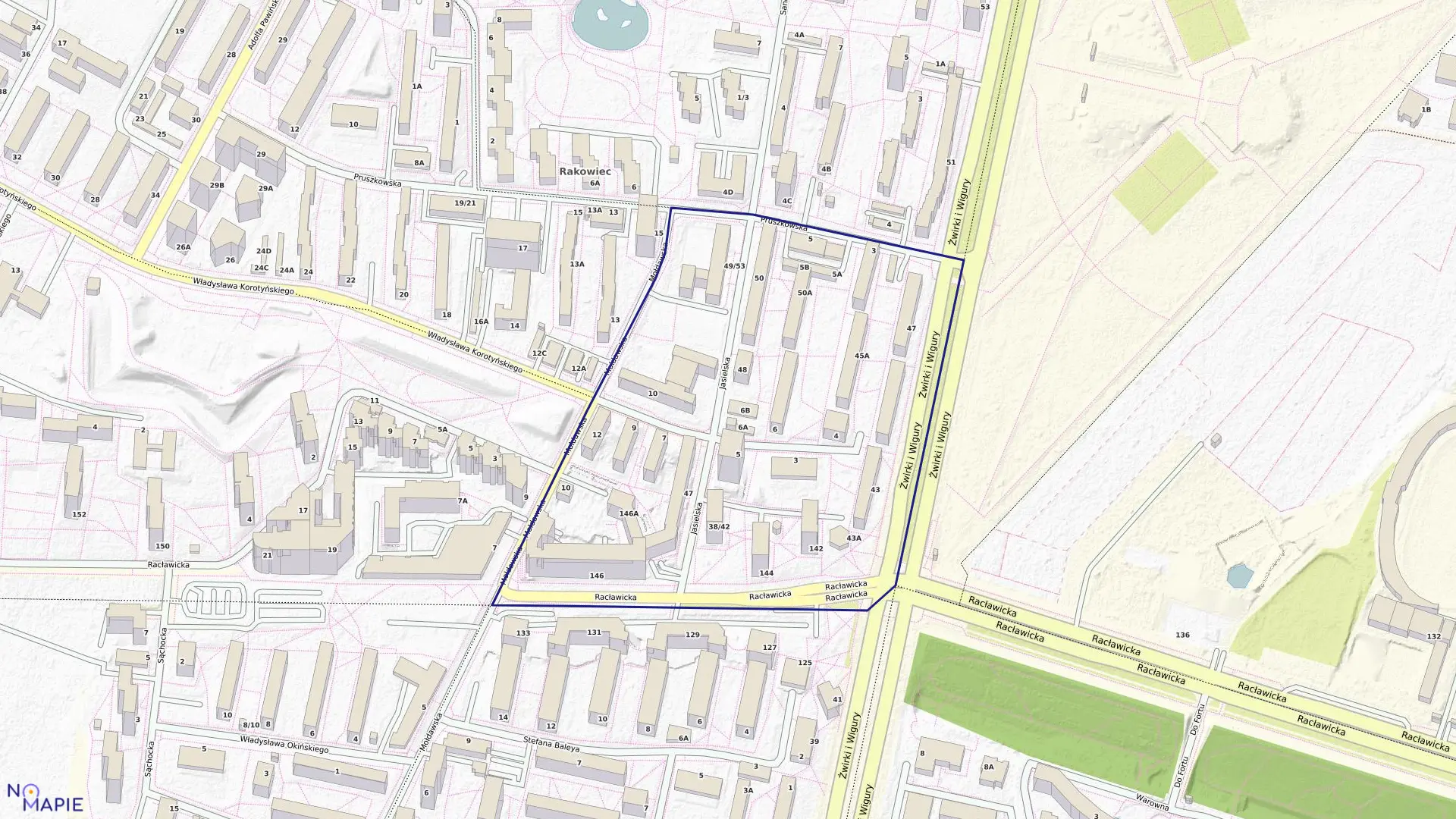 Mapa obrębu 2-03-21 w mieście Warszawa