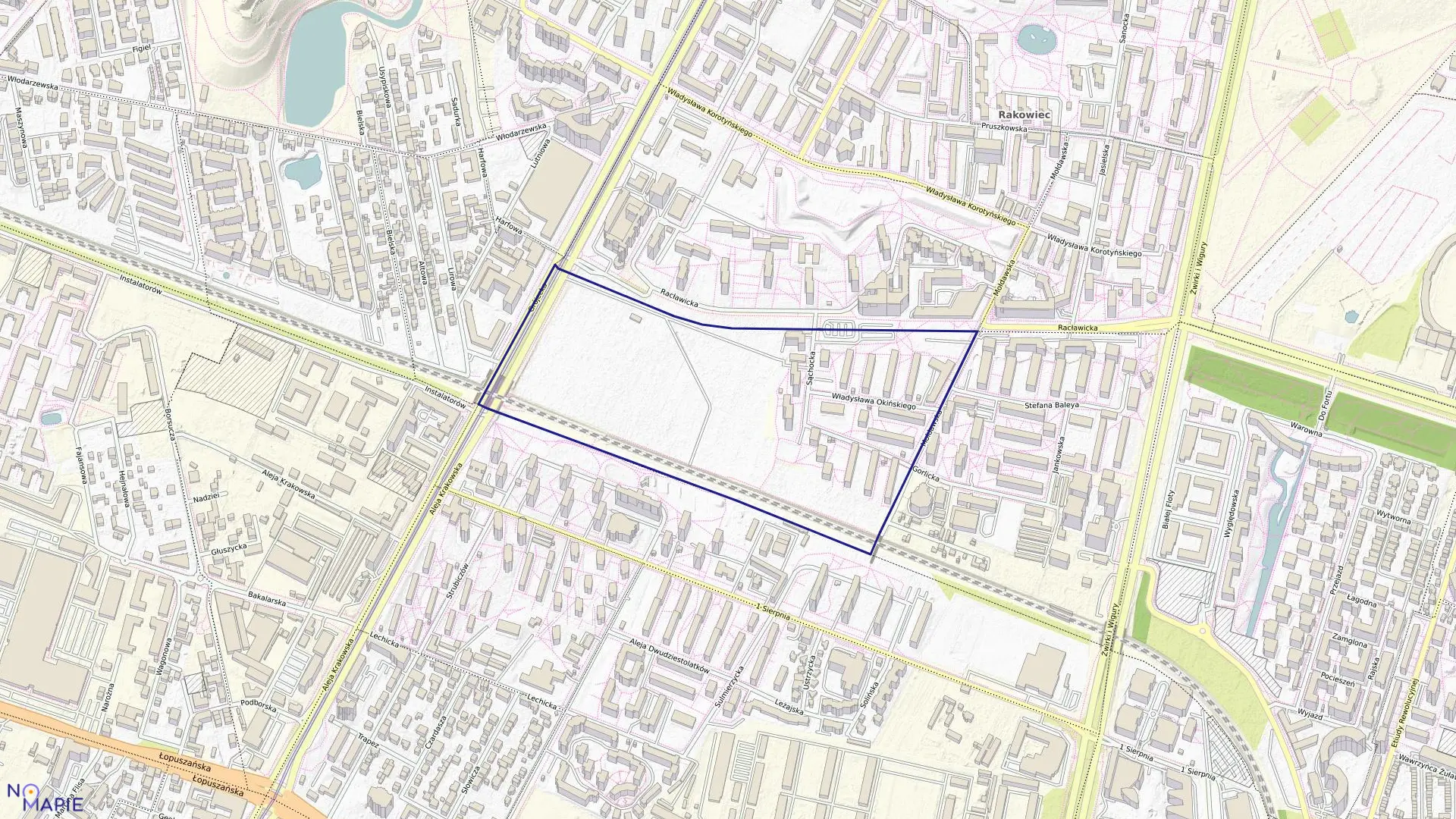 Mapa obrębu 2-03-22 w mieście Warszawa