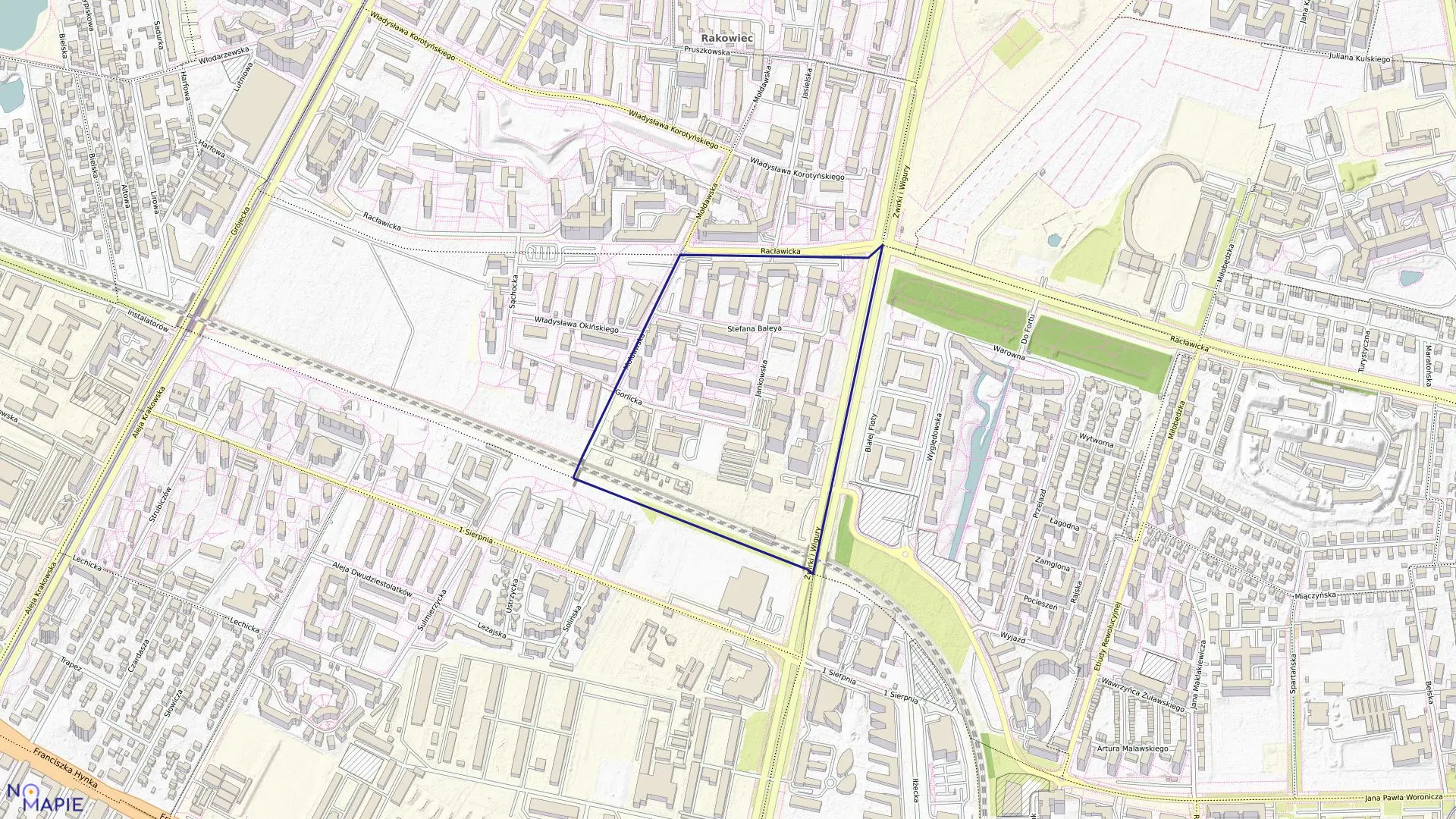 Mapa obrębu 2-03-23 w mieście Warszawa