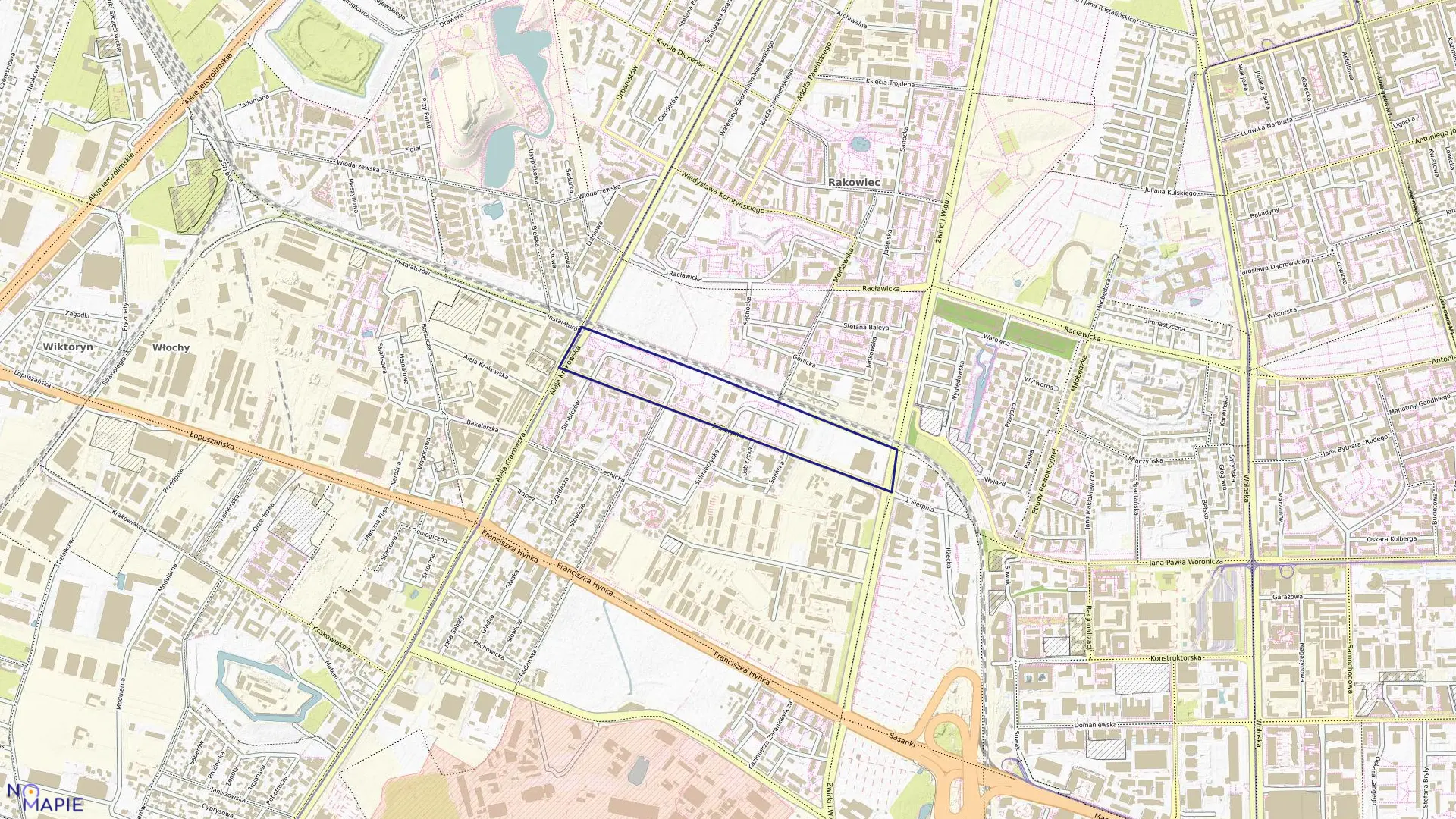 Mapa obrębu 2-04-01 w mieście Warszawa