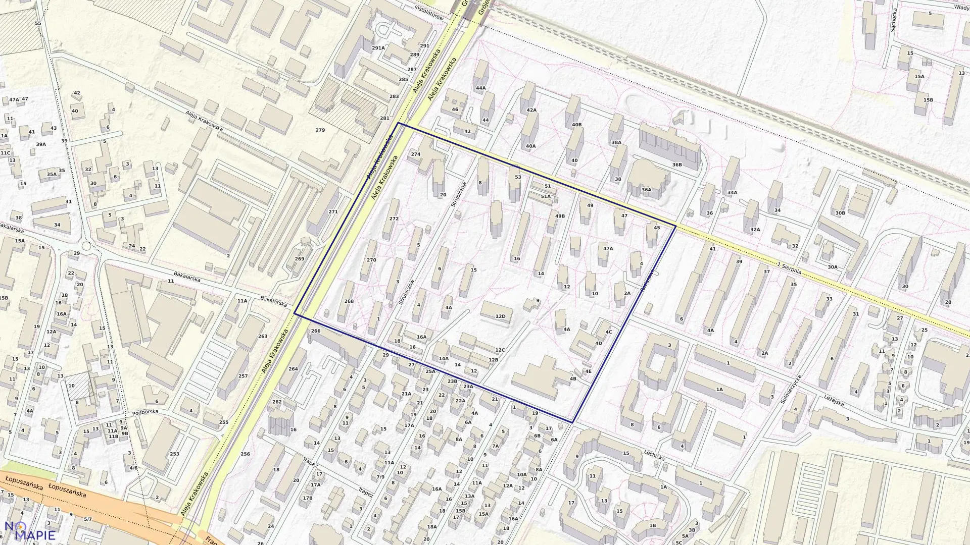 Mapa obrębu 2-04-02 w mieście Warszawa