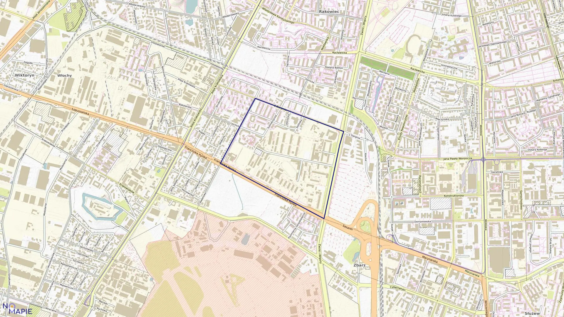 Mapa obrębu 2-04-04 w mieście Warszawa