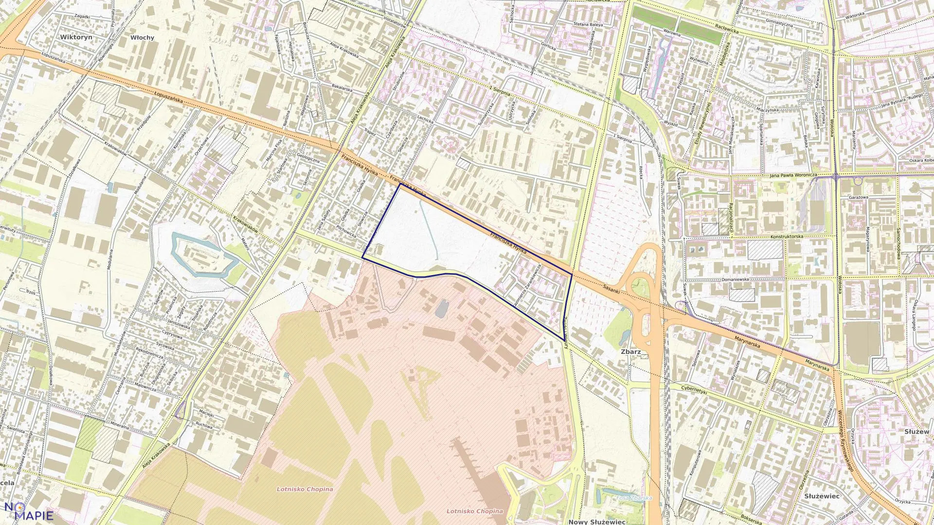 Mapa obrębu 2-04-07 w mieście Warszawa