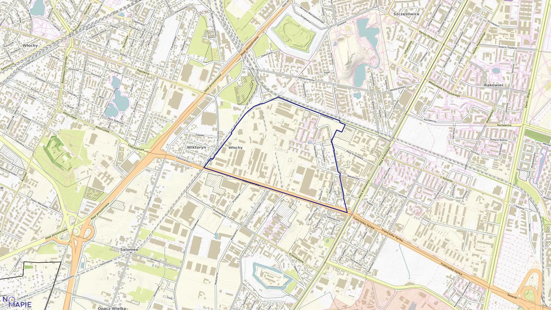 Mapa obrębu 2-05-01 w mieście Warszawa