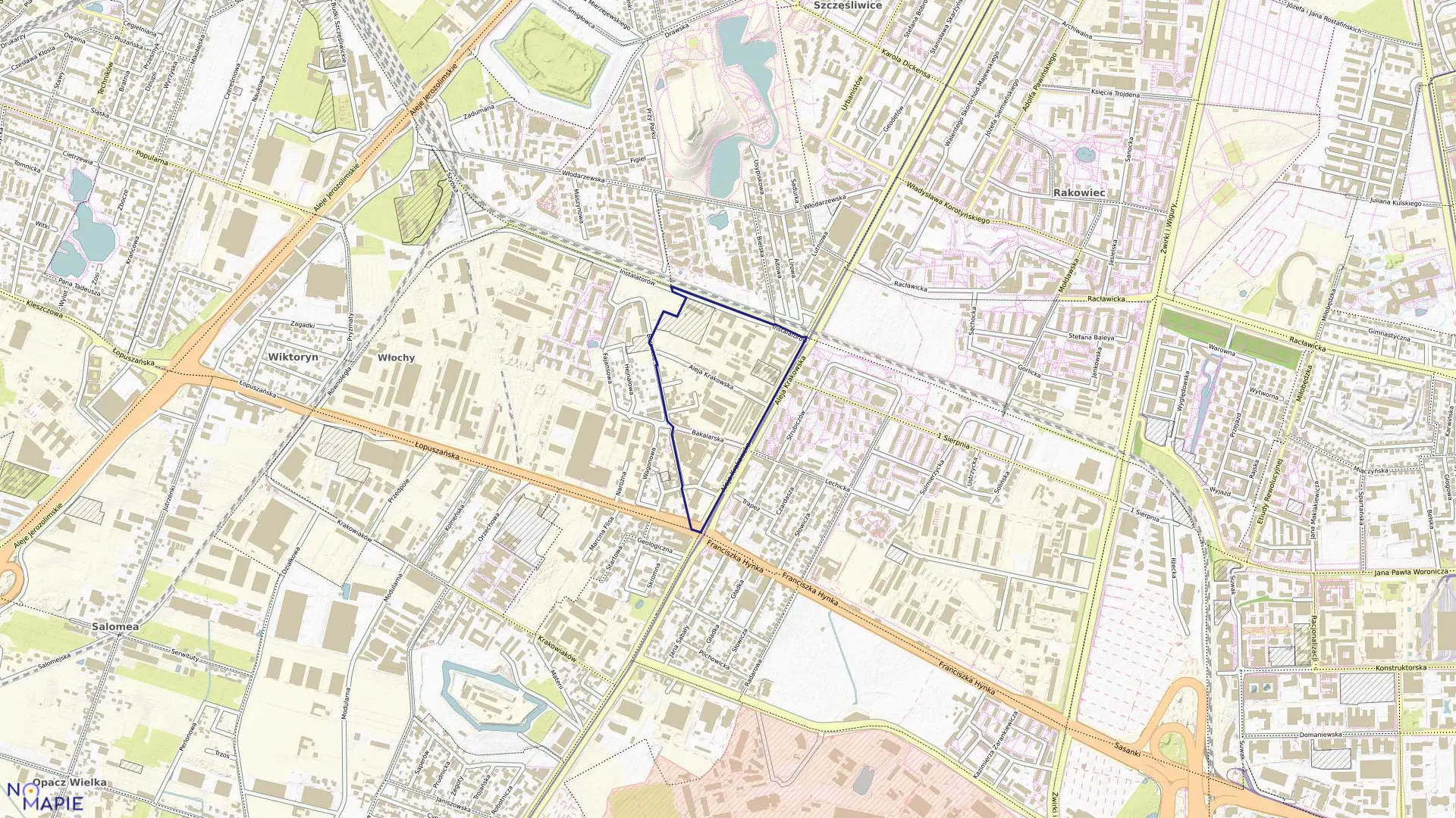 Mapa obrębu 2-05-02 w mieście Warszawa