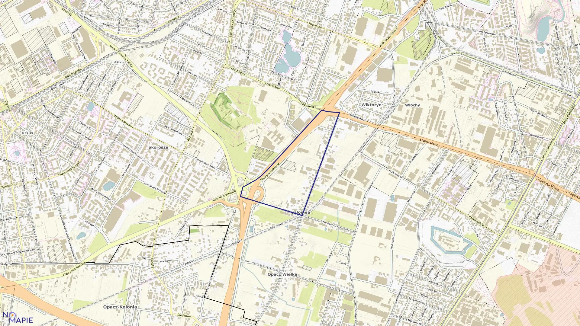 Mapa obrębu 2-07-01 w mieście Warszawa