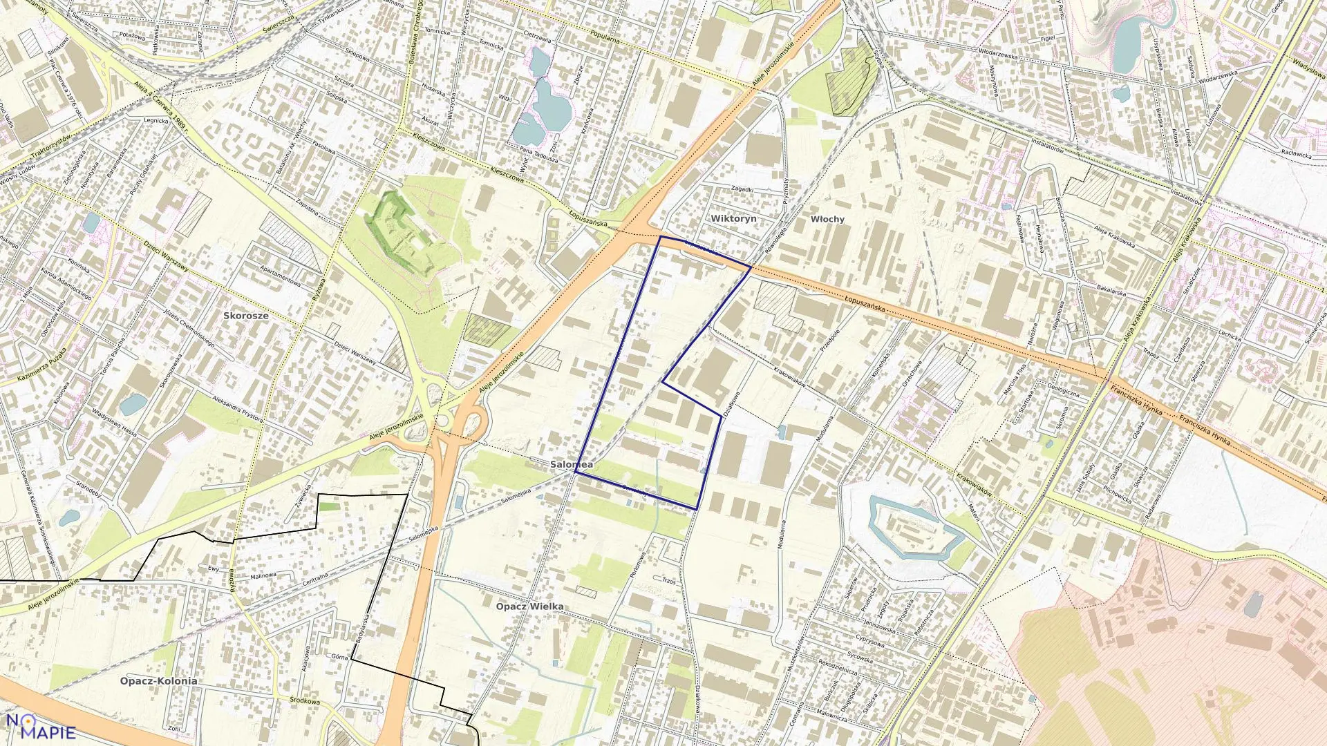 Mapa obrębu 2-07-02 w mieście Warszawa