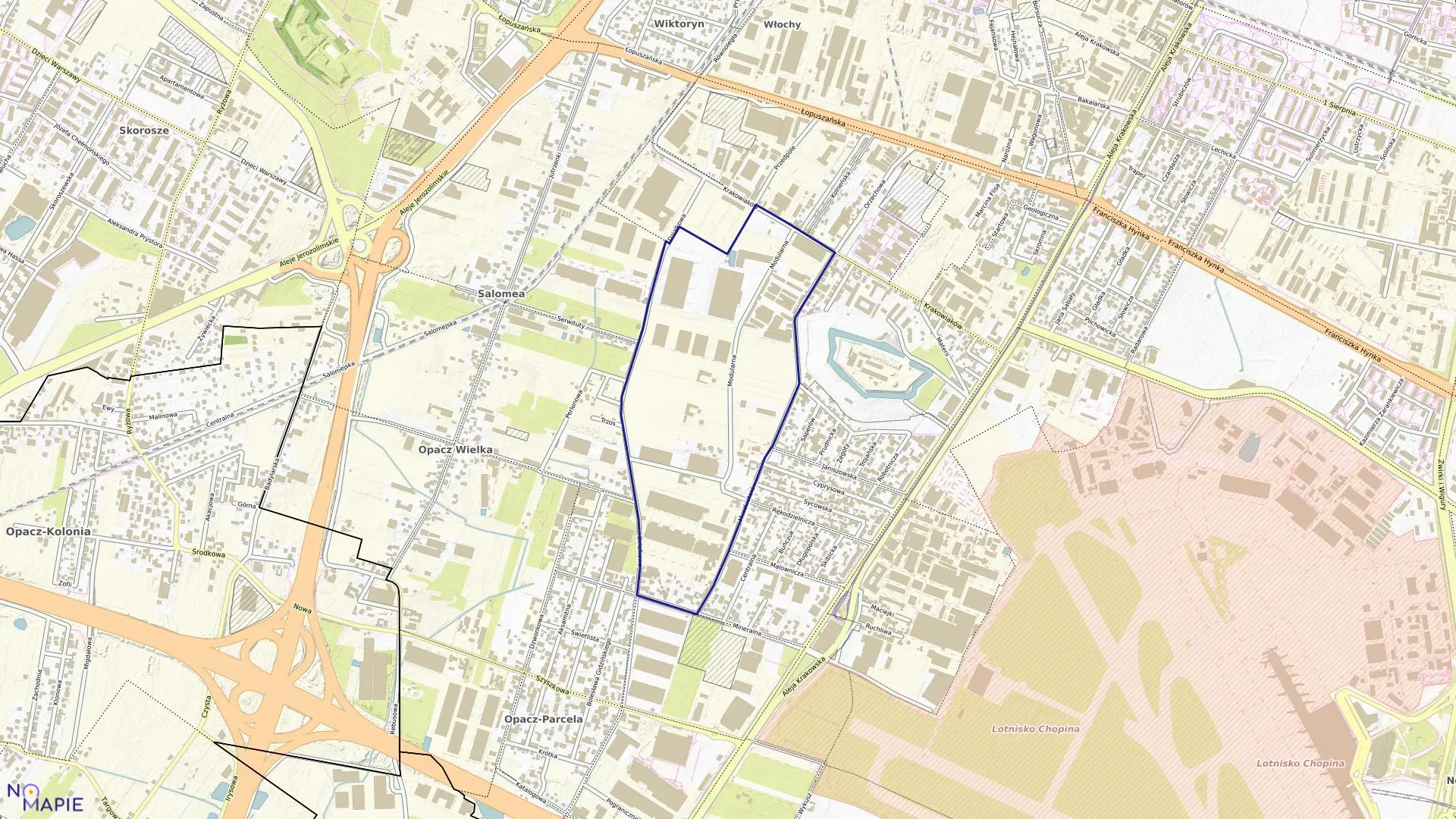 Mapa obrębu 2-07-05 w mieście Warszawa