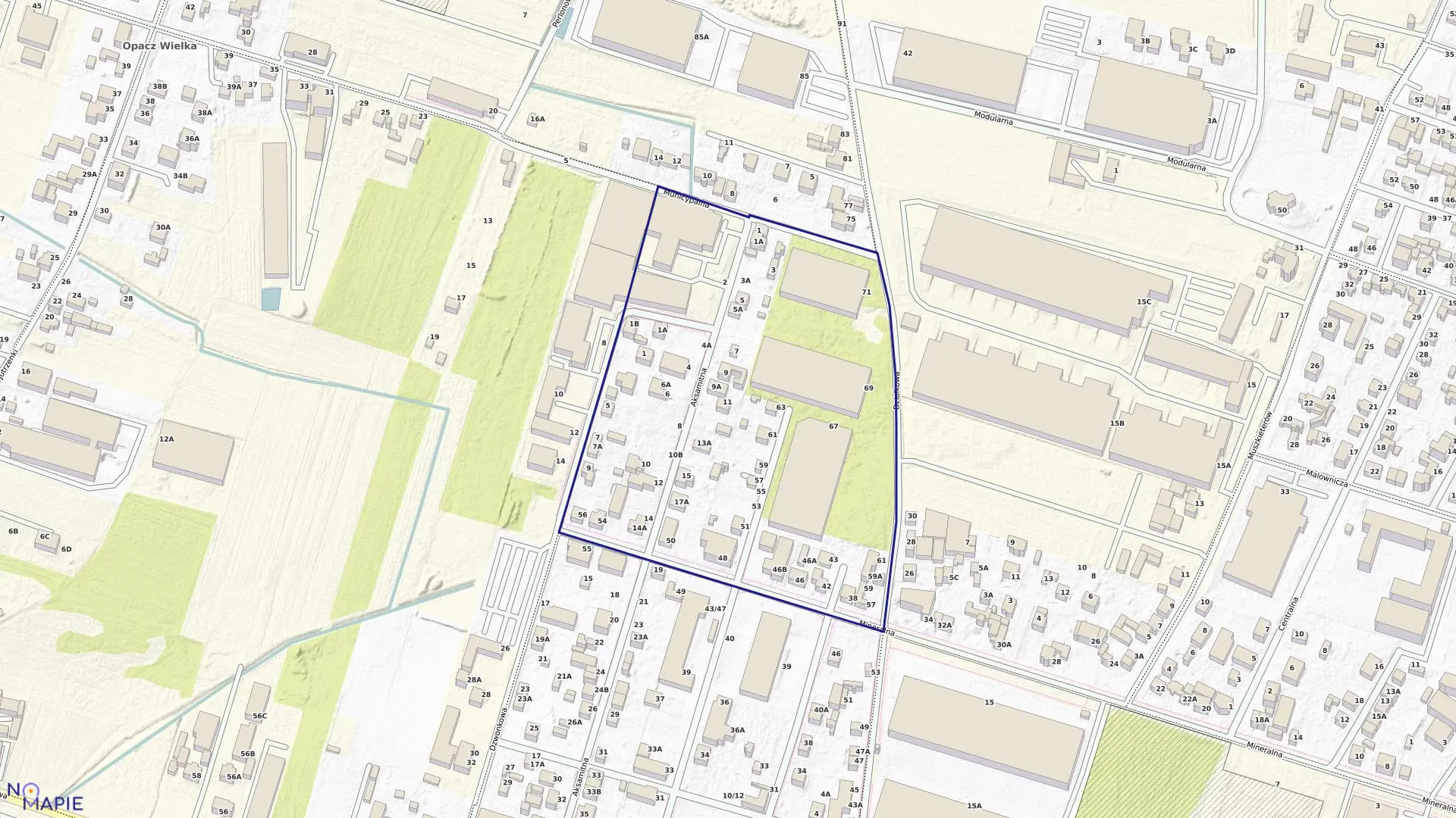 Mapa obrębu 2-07-10 w mieście Warszawa