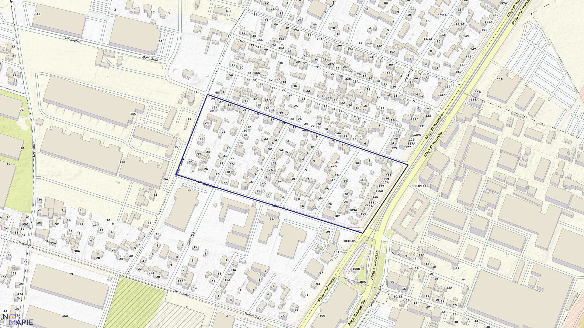 Mapa obrębu 2-07-11 w mieście Warszawa