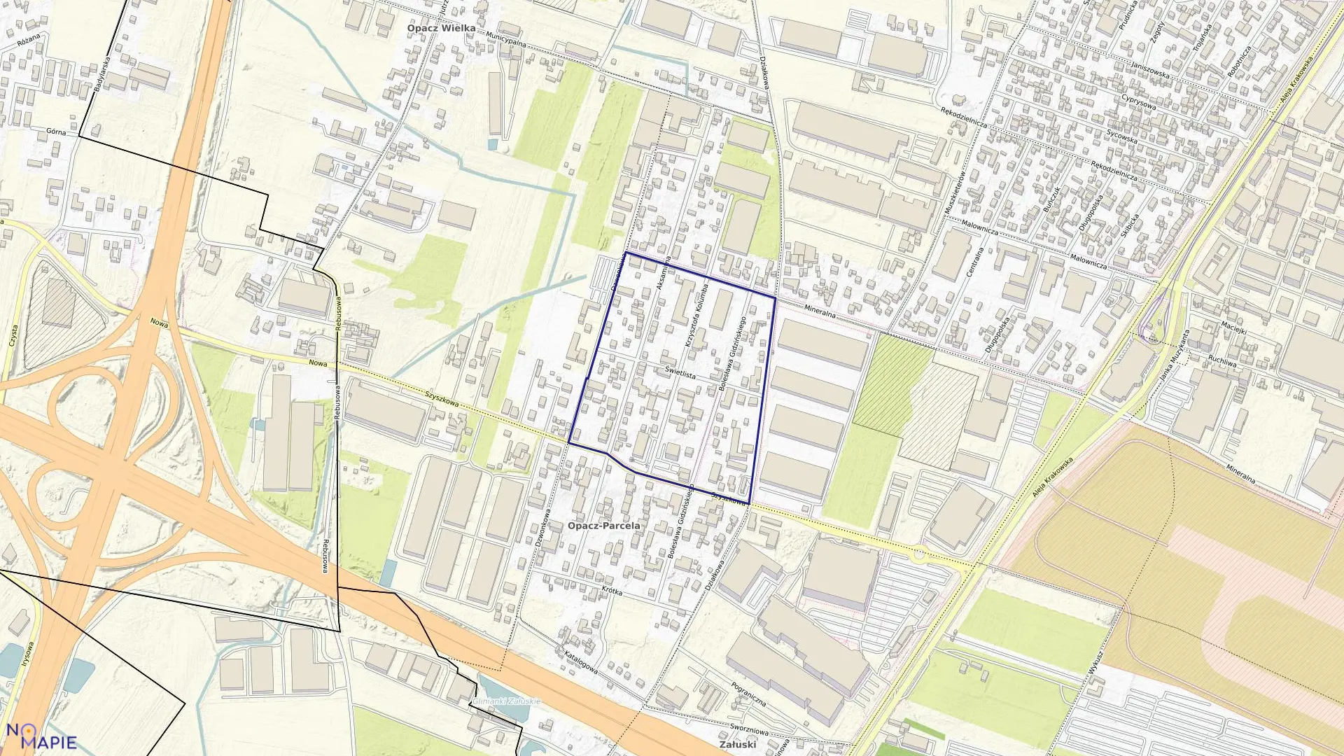 Mapa obrębu 2-07-13 w mieście Warszawa