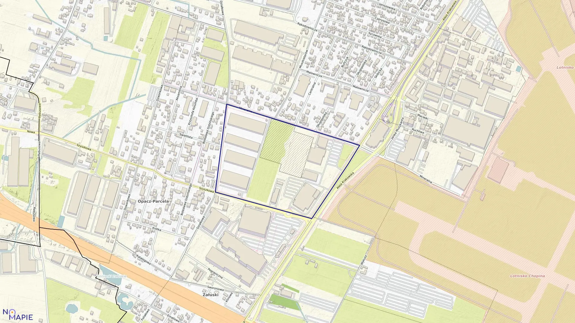 Mapa obrębu 2-07-14 w mieście Warszawa