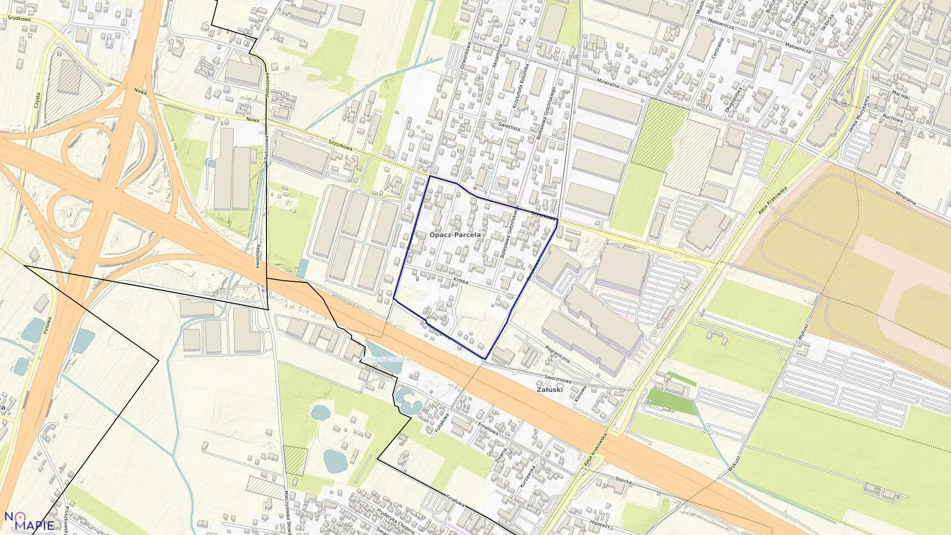 Mapa obrębu 2-07-16 w mieście Warszawa