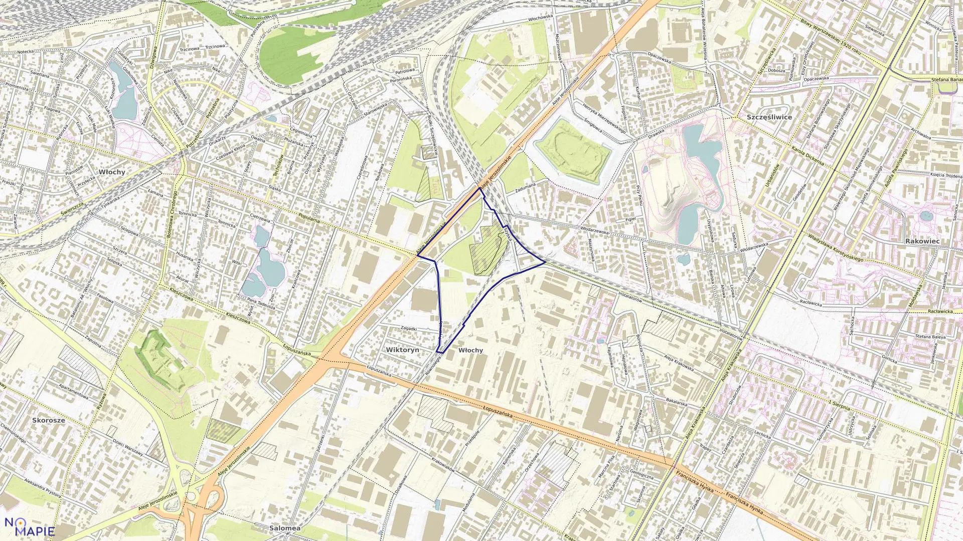 Mapa obrębu 2-07-21 w mieście Warszawa